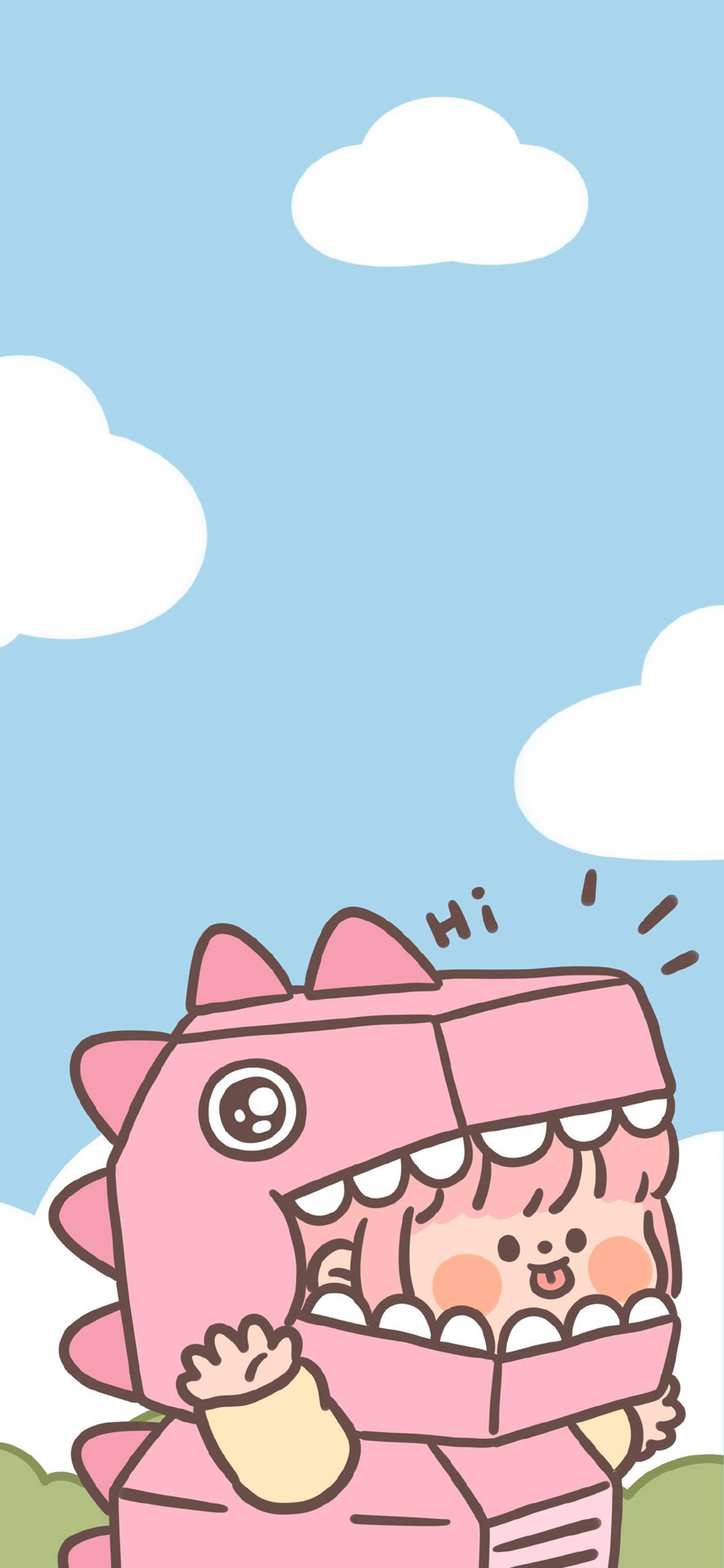 Matching Pink Dino — 1920x4158 wallpaper