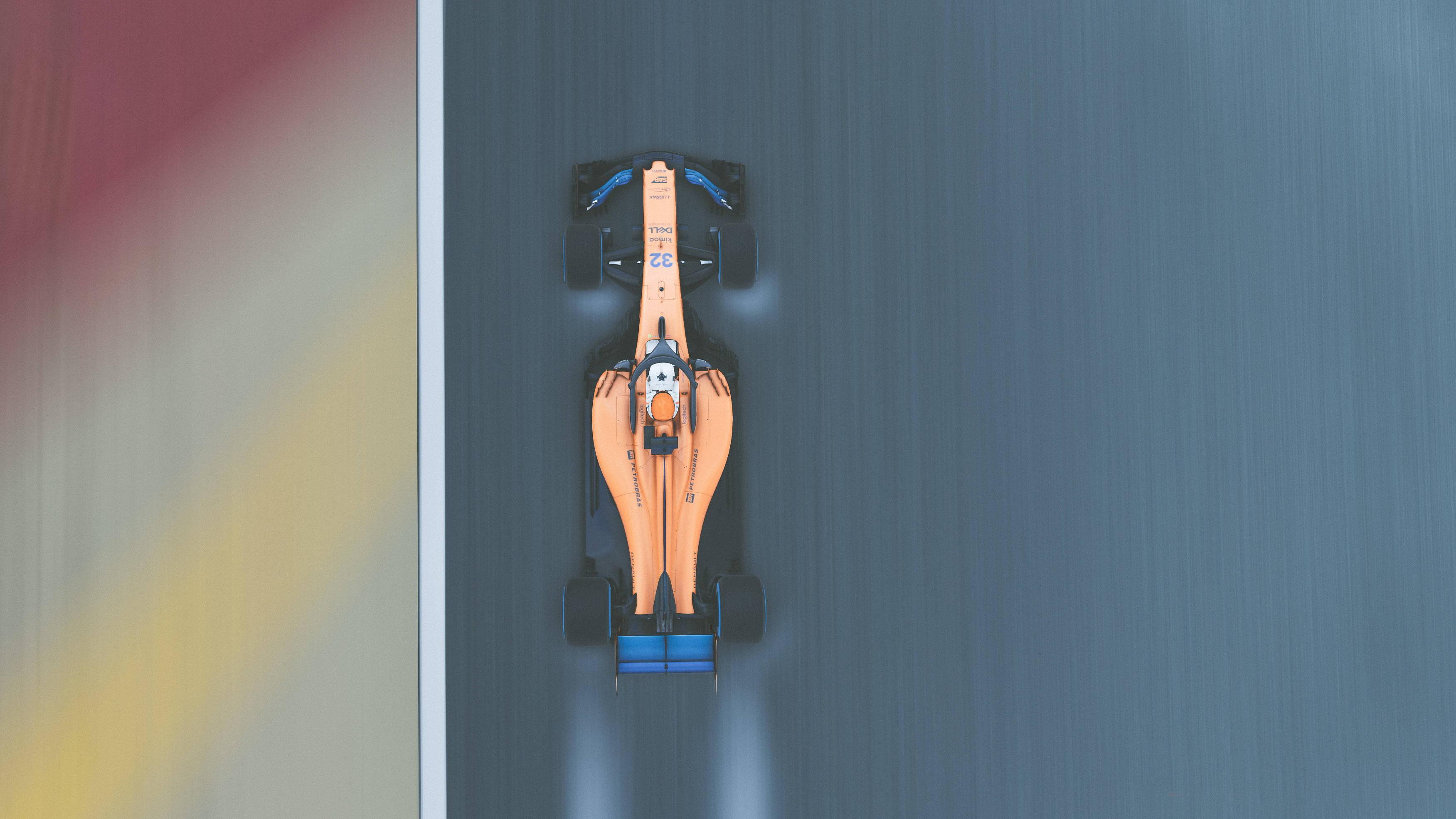 McLaren Racing F1 Car Aerial Shot — 3503x1970 wallpaper