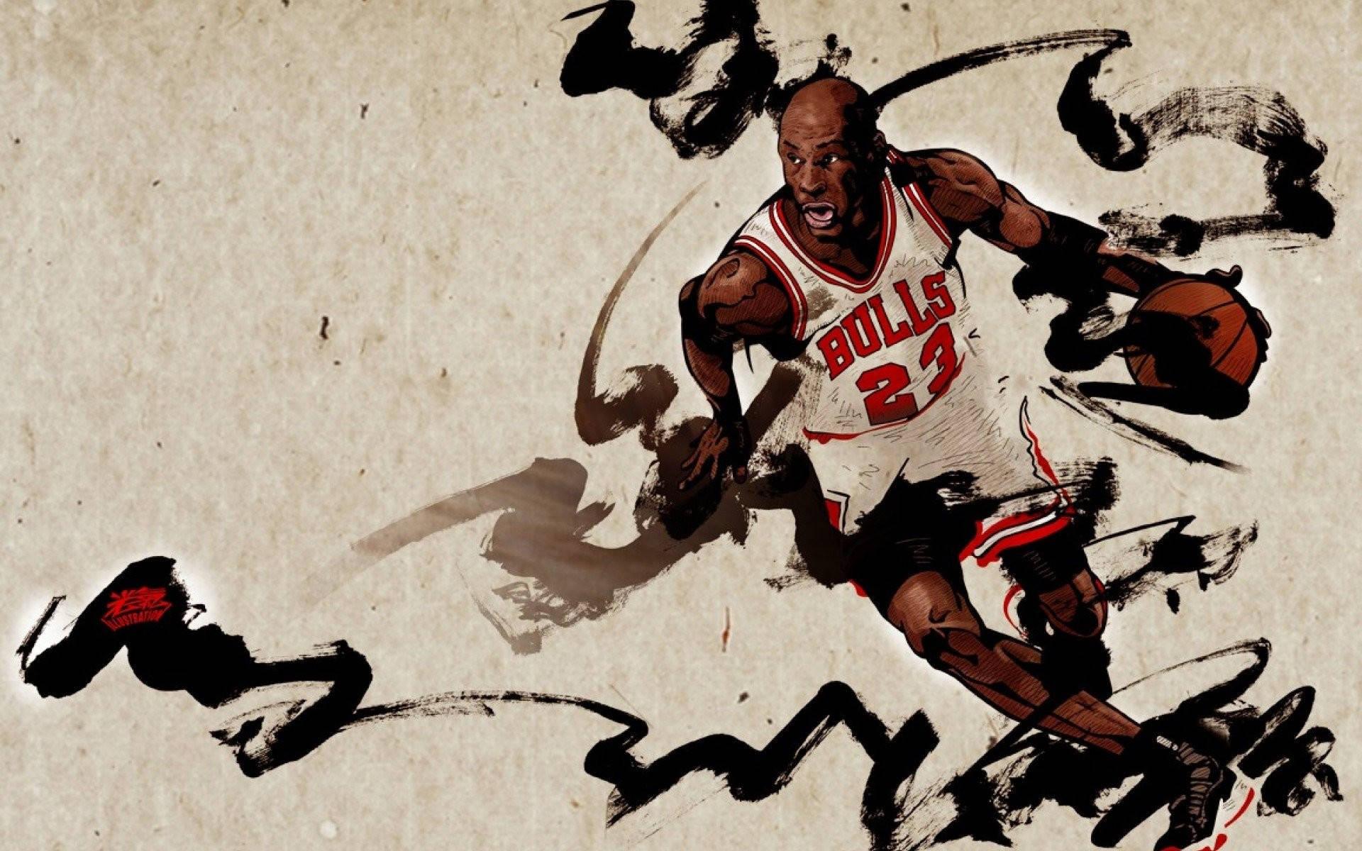 Michael Jordan Ink Art in Action — 1920x1200 wallpaper