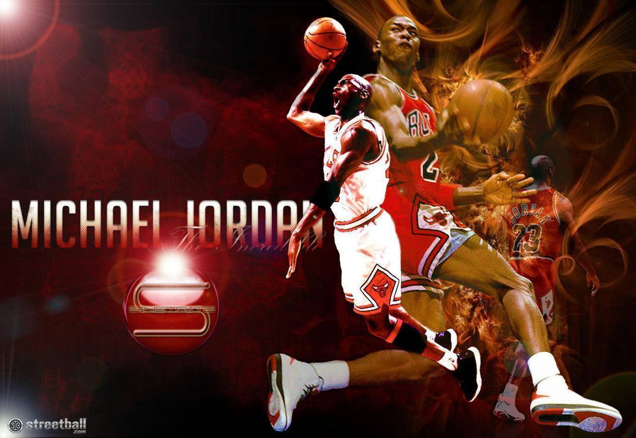 Michael Jordan Leaping Towards a Slam Dunk — 1280x882 wallpaper