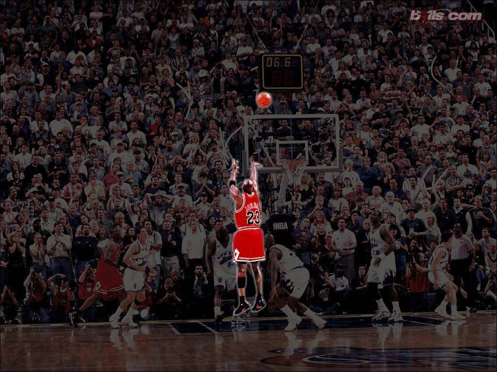 Michael Jordan Sinks a Three-Pointer — 1024x768 wallpaper