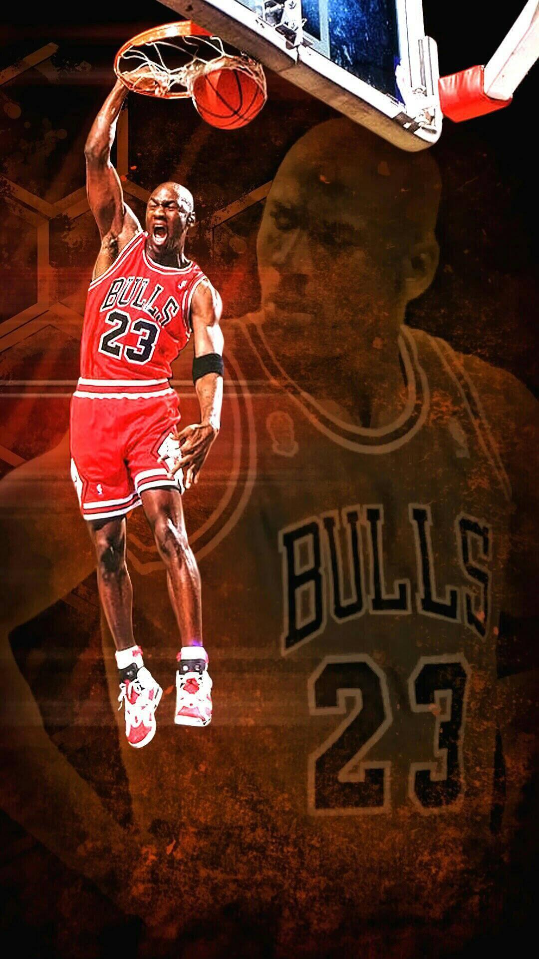 Michael Jordan slams one home — 1080x1920 wallpaper