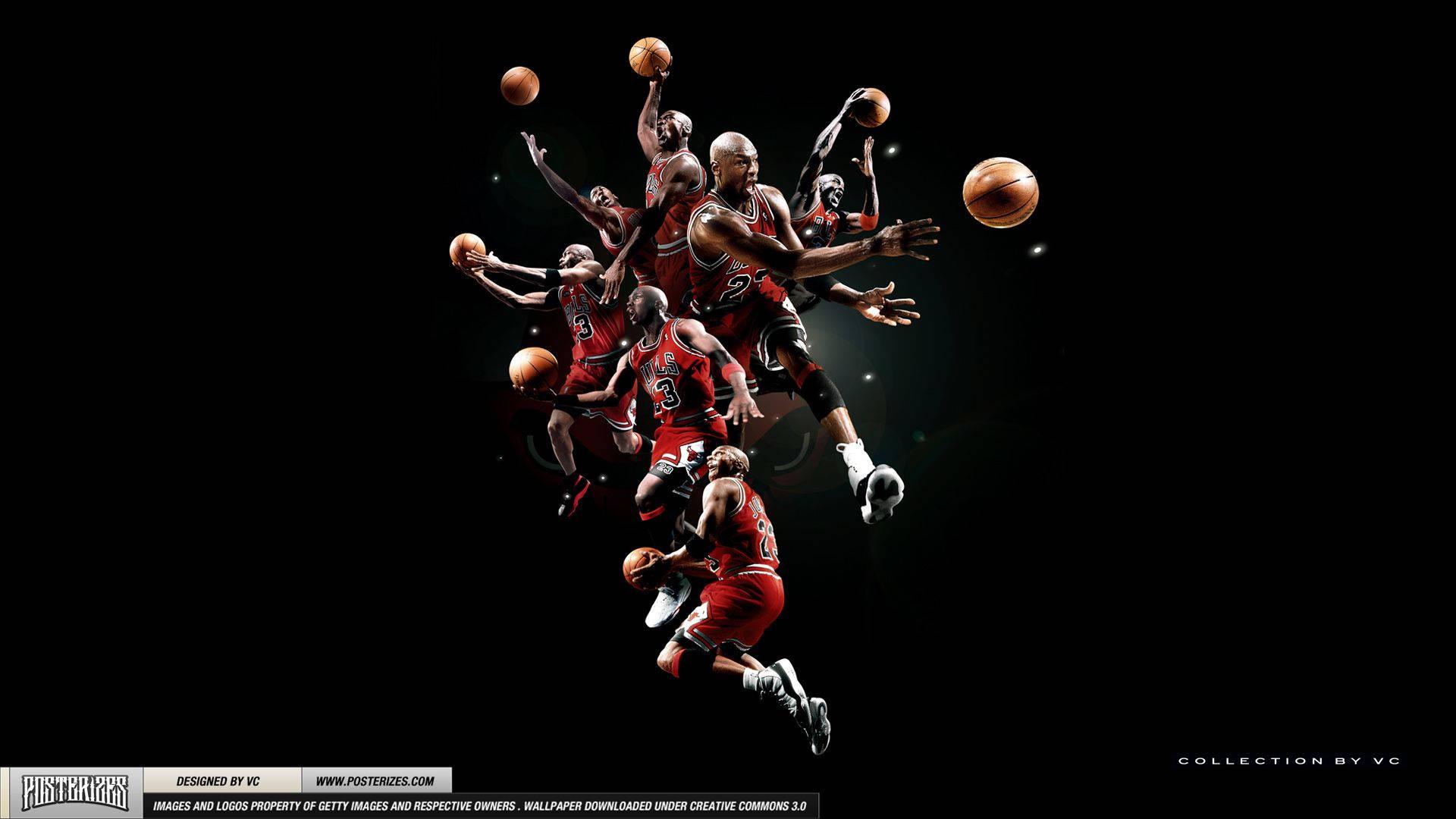 Michael Jordan soaring for a masterful dunk — 1920x1080 wallpaper