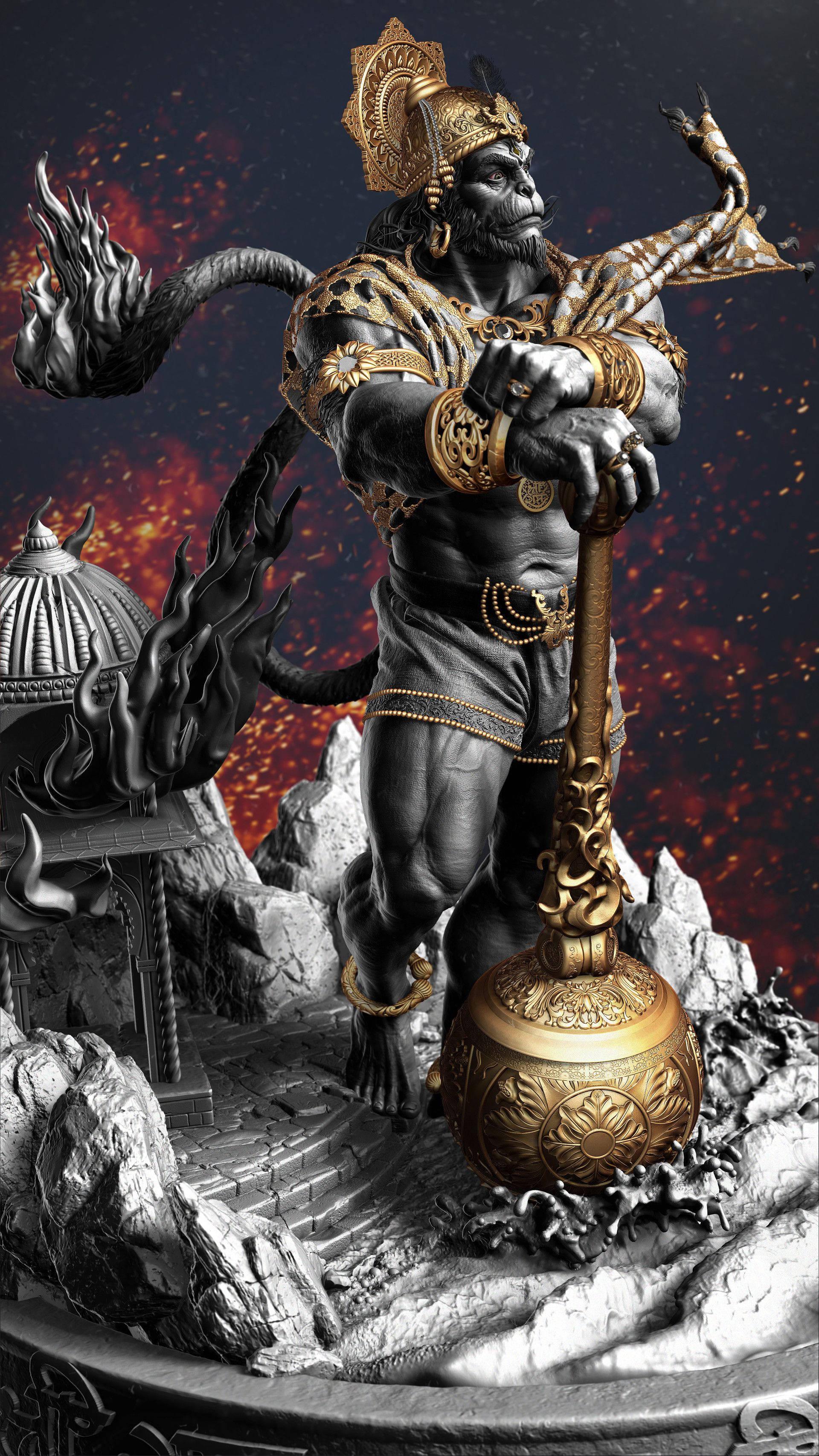 Mighty Lord Hanuman 3D — 1920x3413 wallpaper
