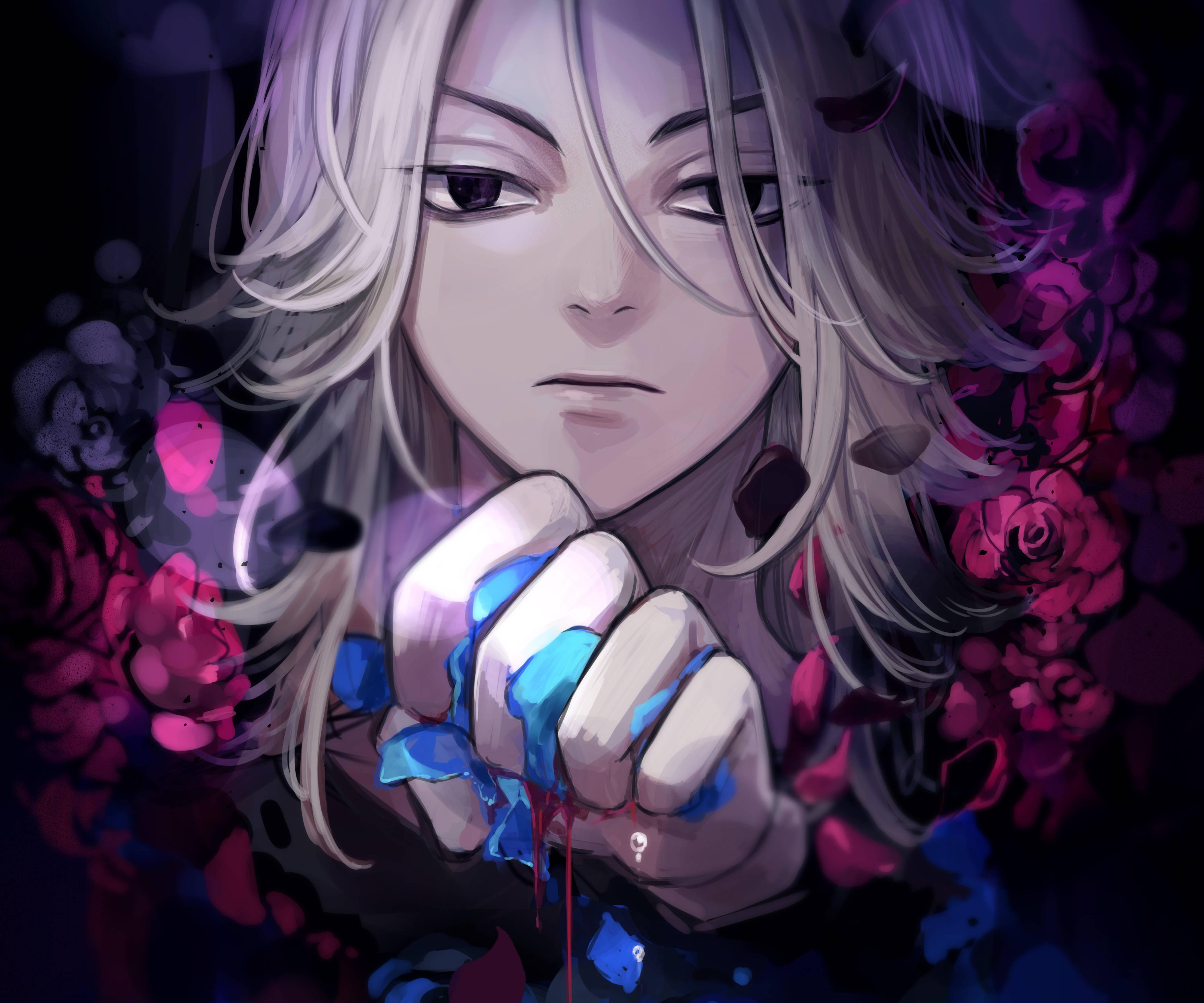 Mikey Tokyo Revengers Pink Flowers — 4200x3500 wallpaper