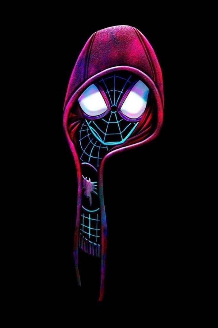 Miles Morales glows in the dark — 735x1102 wallpaper