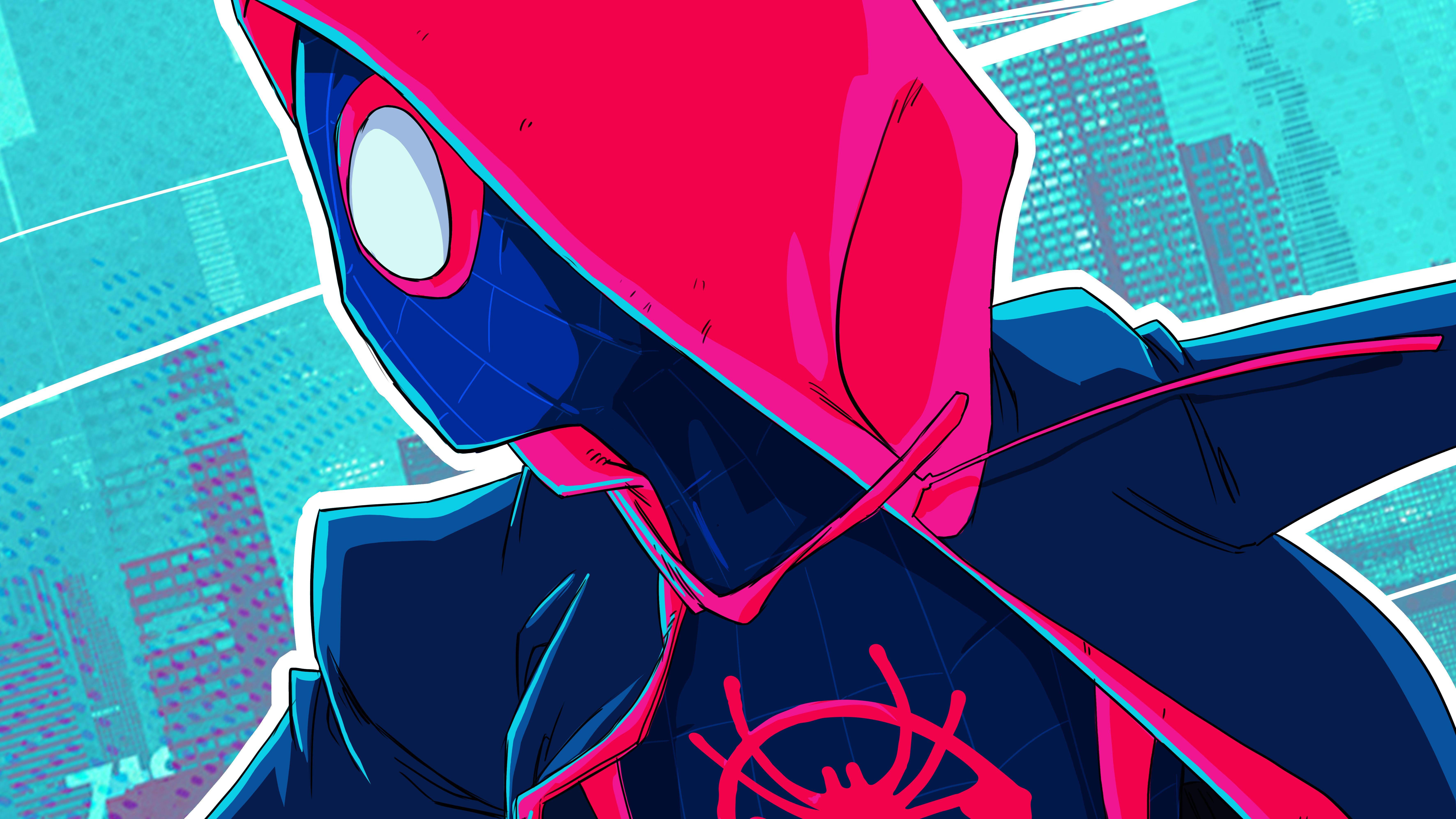 Miles Morales Swinging Above New York City — 7087x3987 wallpaper