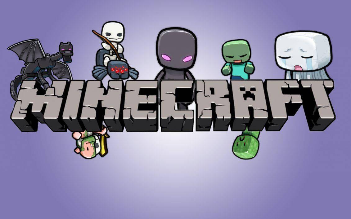 Minecraft Logo With Cartoon Characters — 1131x707 wallpaper