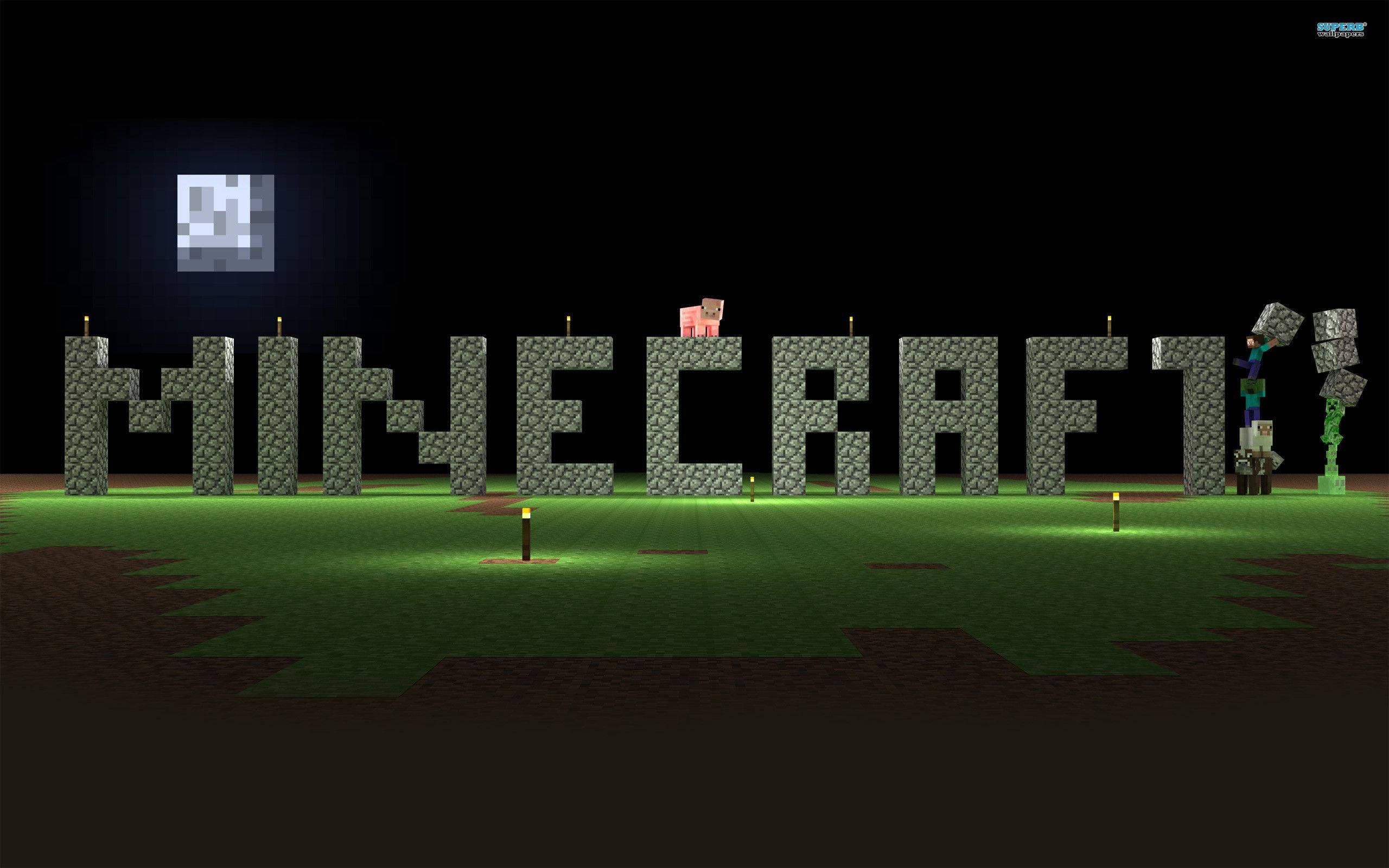 Minecraft Logo With Minecraft Characters — 2560x1600 wallpaper
