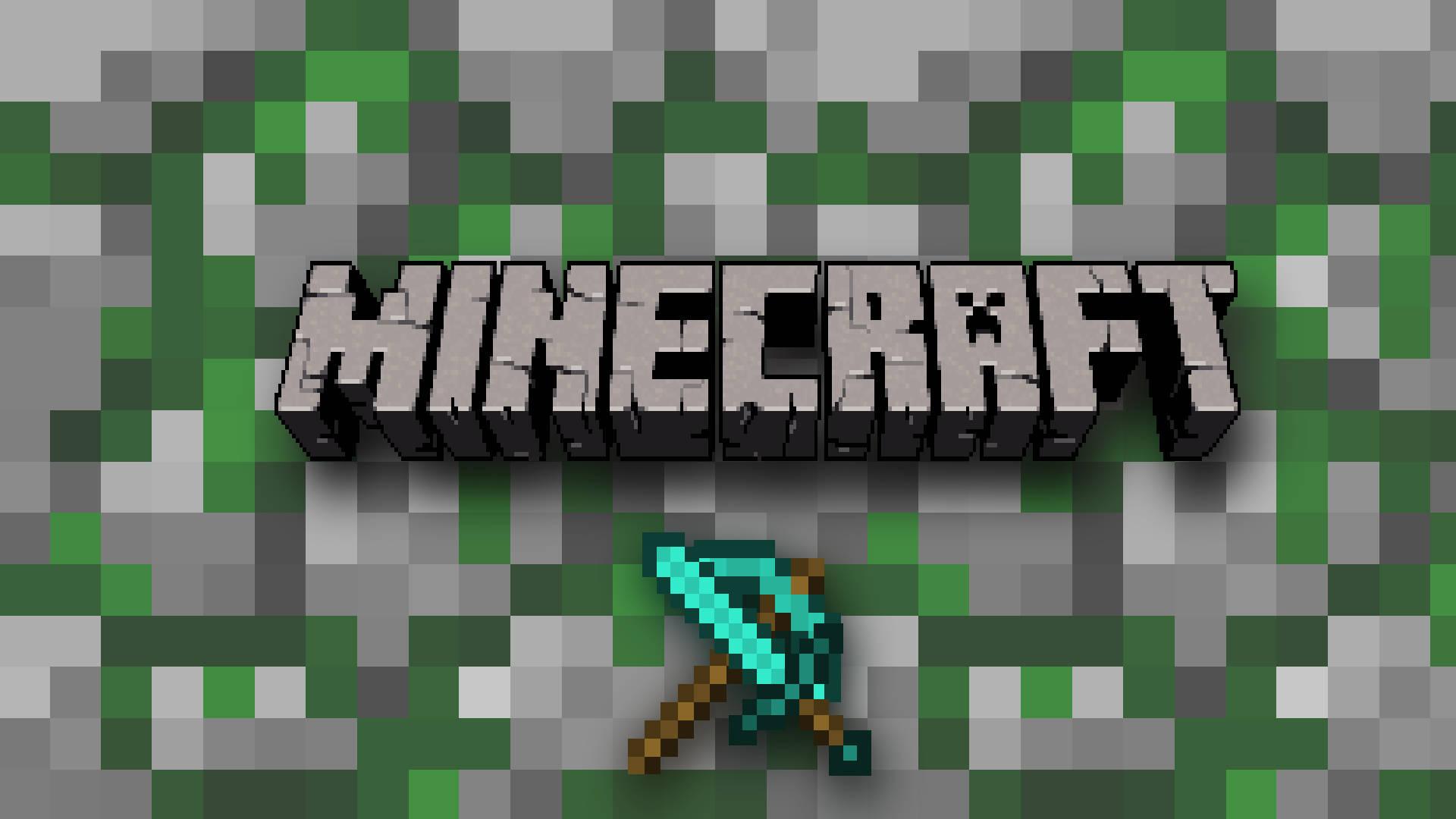 Minecraft Logo With Sword And Pickaxe — 1920x1080 wallpaper