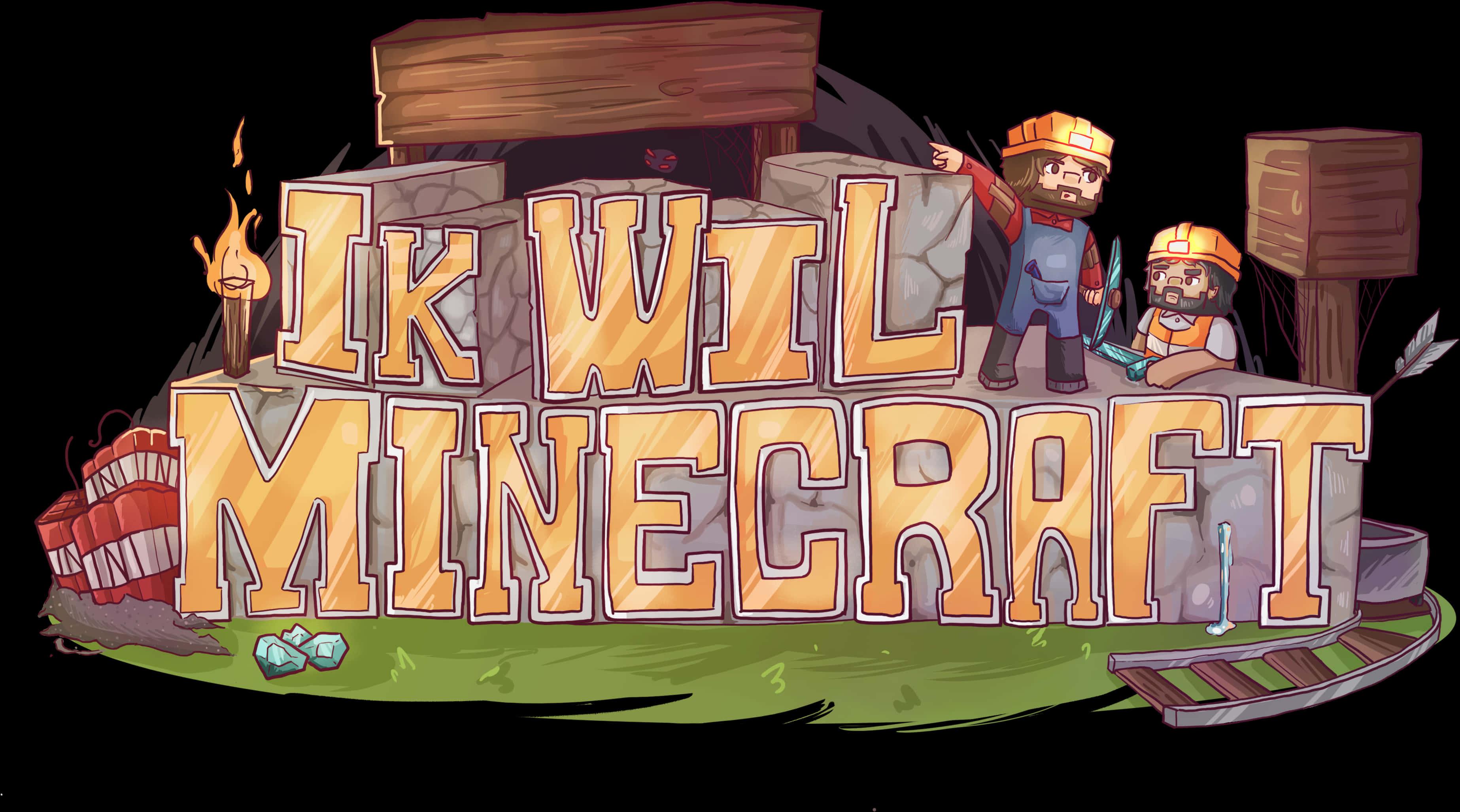 Minecraft_ Styled_ Illustration_with_ Characters — 3693x2054 wallpaper