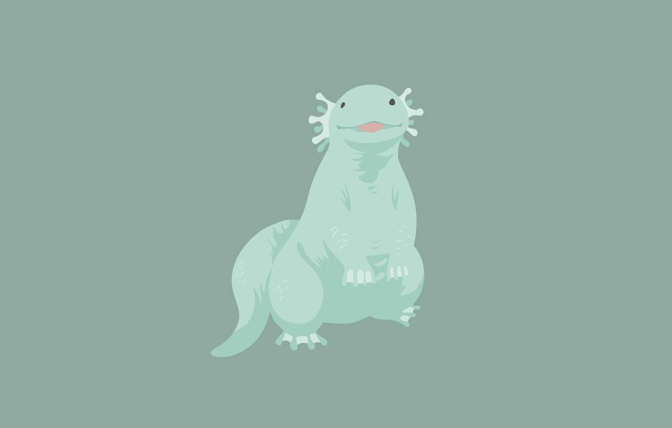 Minimalist Axolotl In Mint Green — 1332x850 wallpaper
