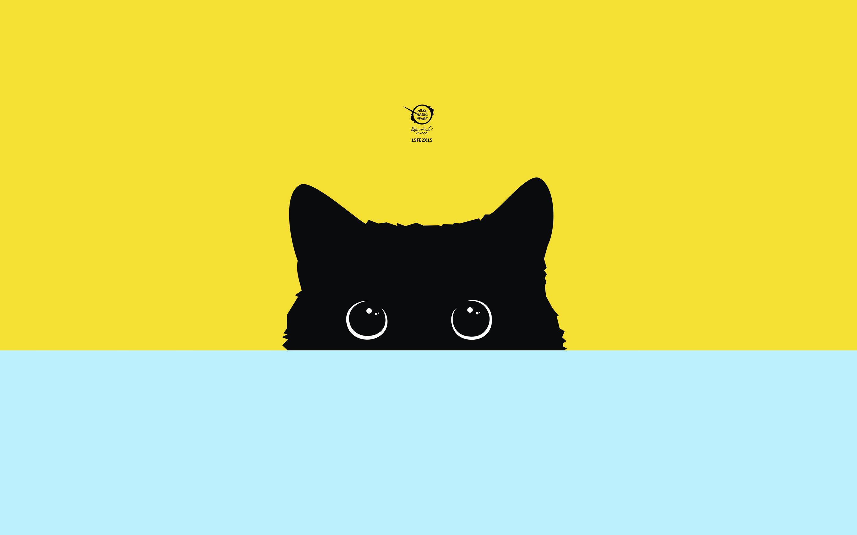 Minimalist Black Cartoon Cat — 2880x1800 wallpaper