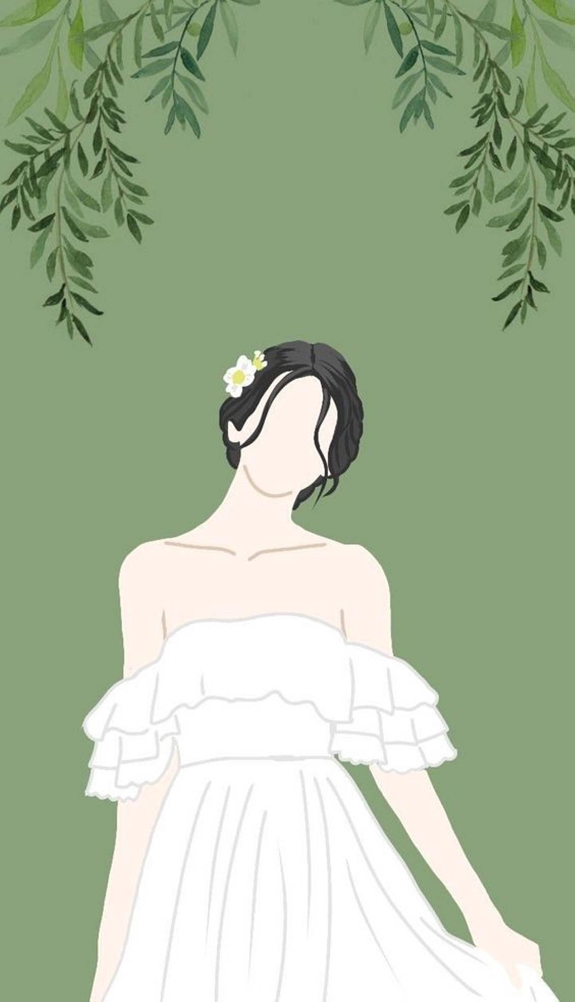 Minimalist Girl White Dress Unique Cool PFP Art — 1852x3228 wallpaper