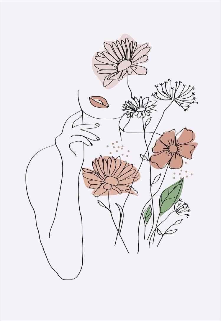 Minimalist Outline Flower Pictures — 749x1090 wallpaper