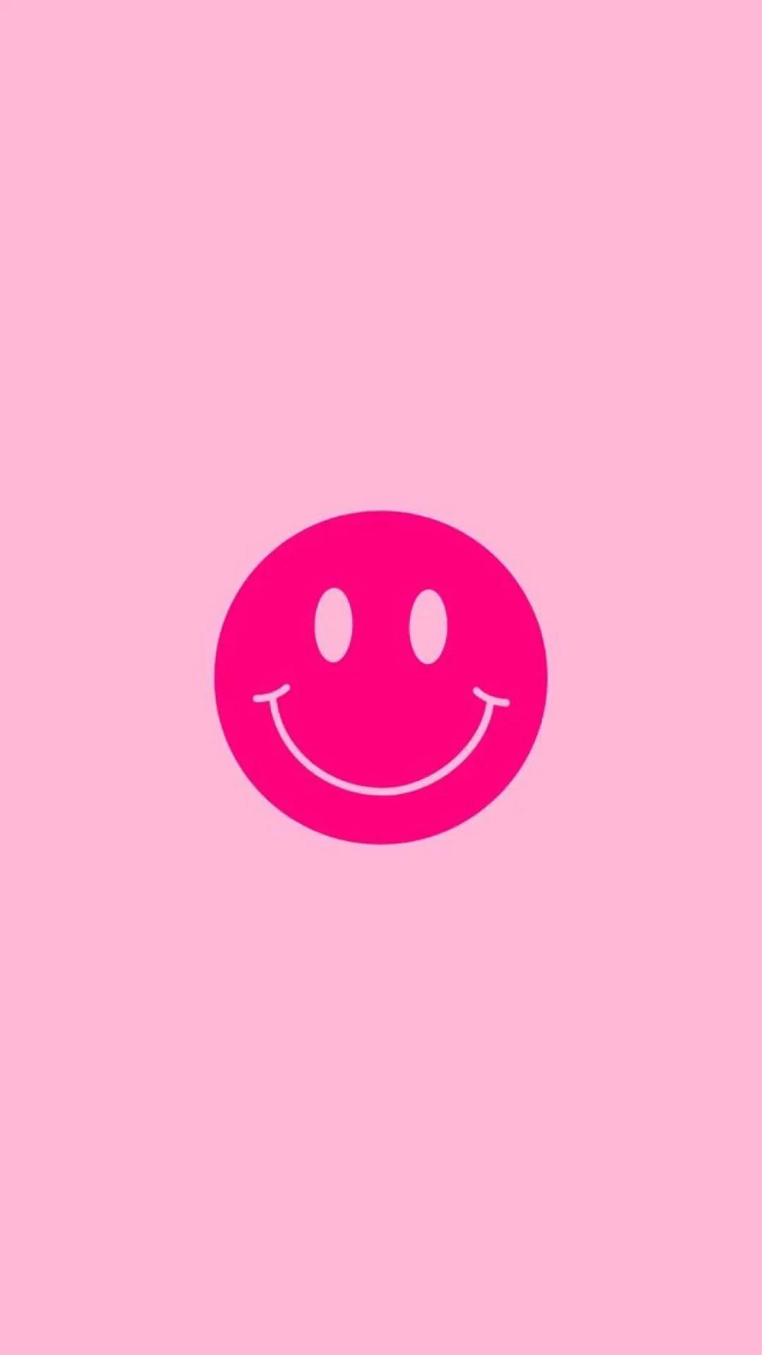 Minimalist Preppy Pink Smiley Face — 1080x1920 wallpaper