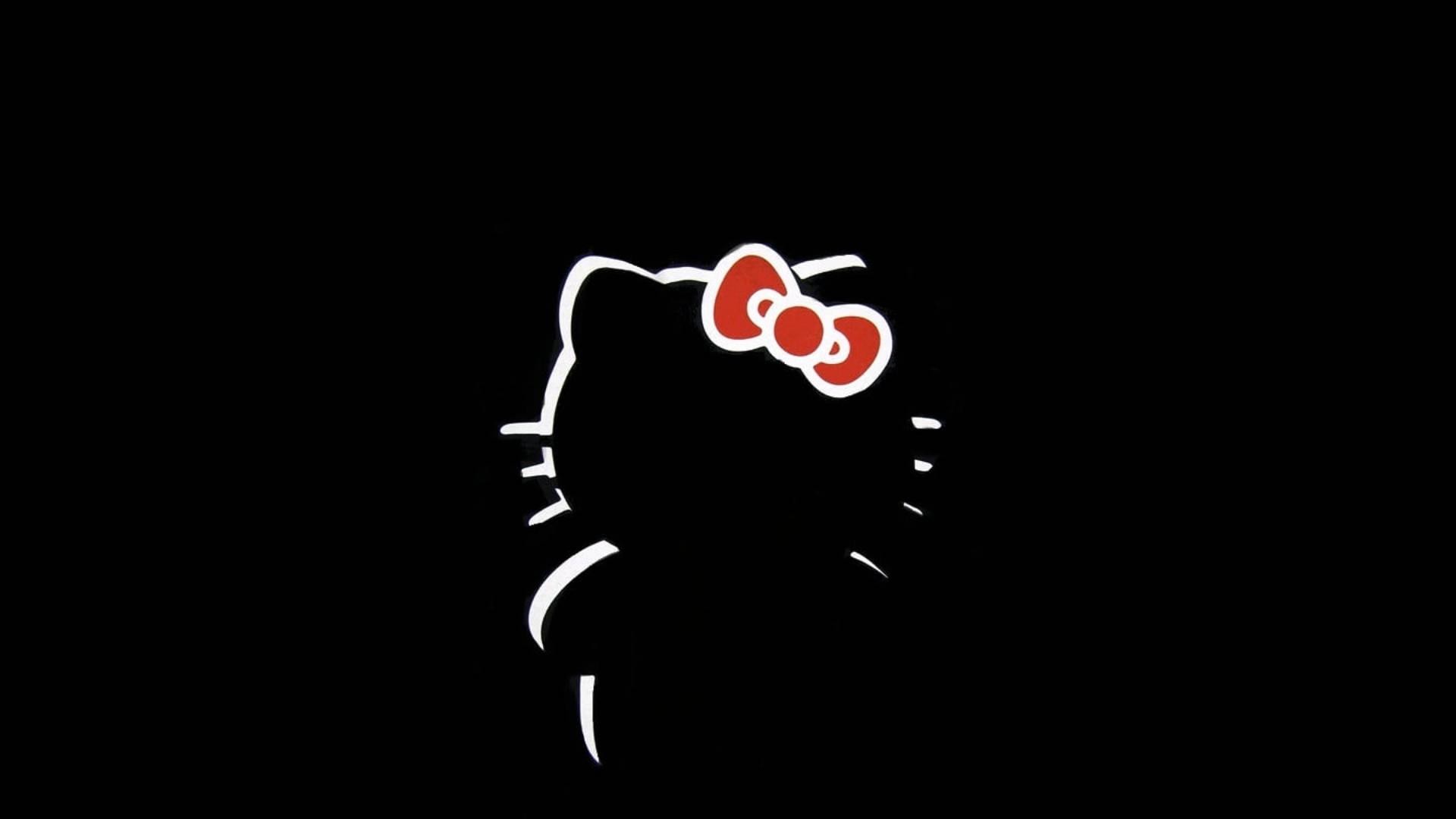 Minimalistic Black Hello Kitty Silhouette — 1920x1080 wallpaper