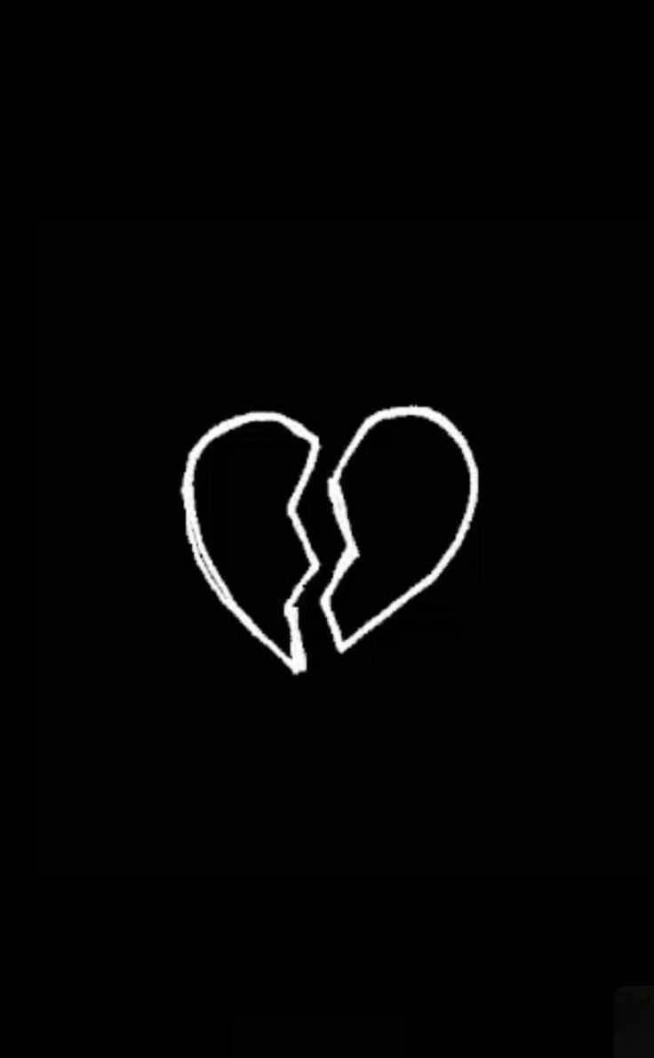 Minimalistic Broken Heart Black — 736x1190 wallpaper