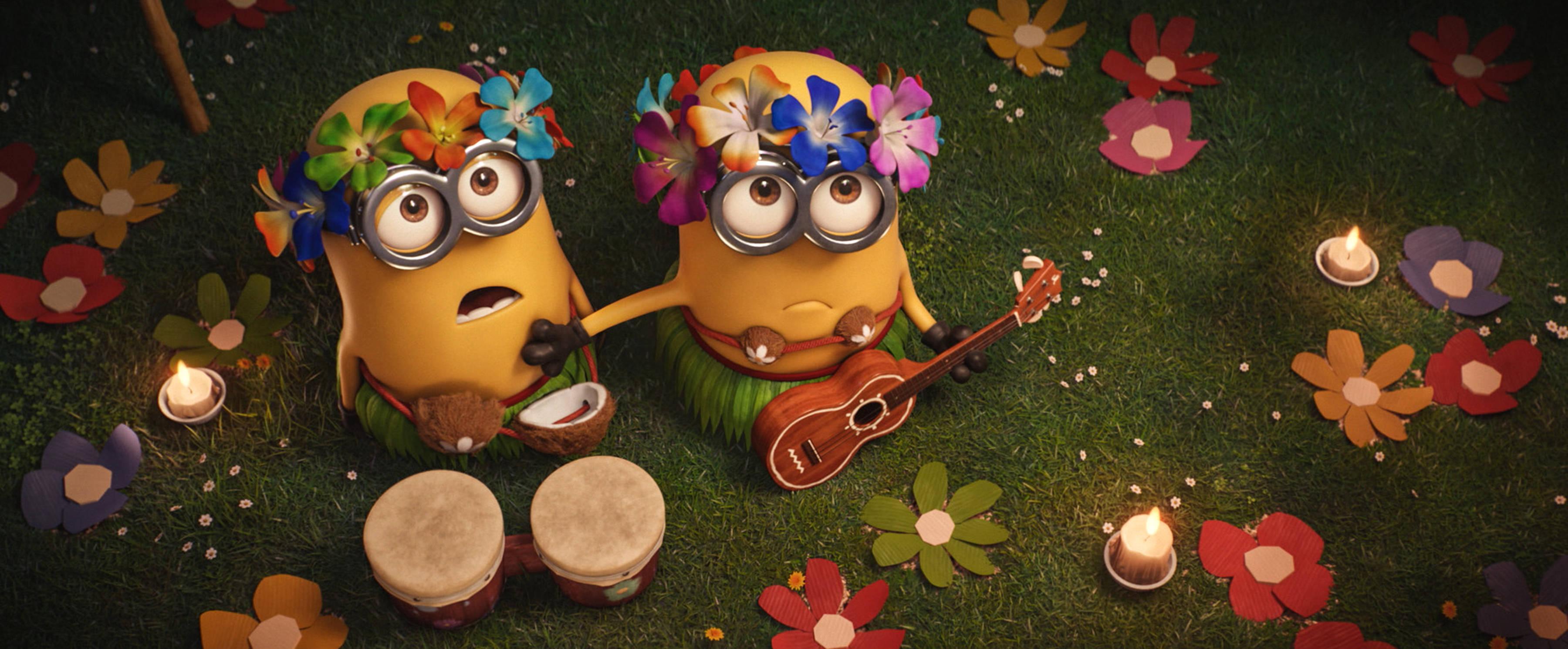 Minion Hula Costume — 3600x1491 wallpaper