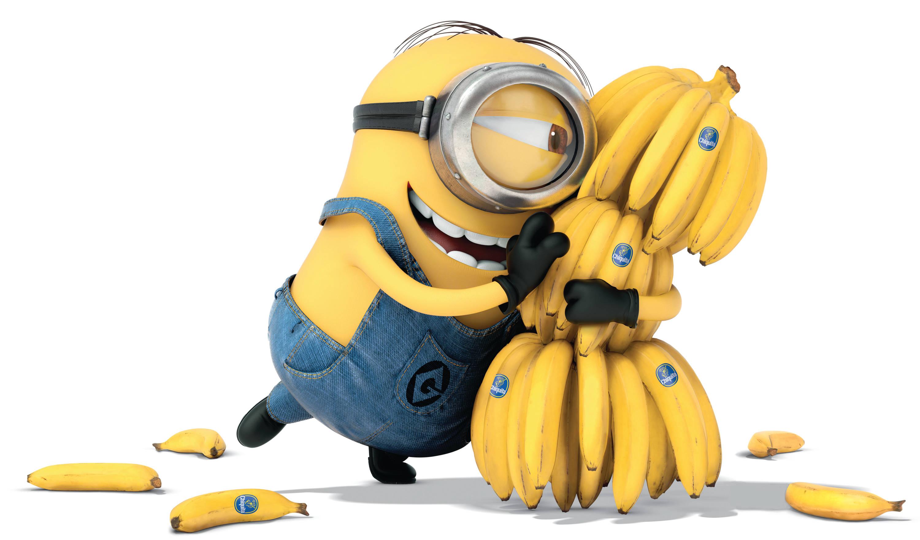 Minions Hugging Bananas — 3000x1760 wallpaper