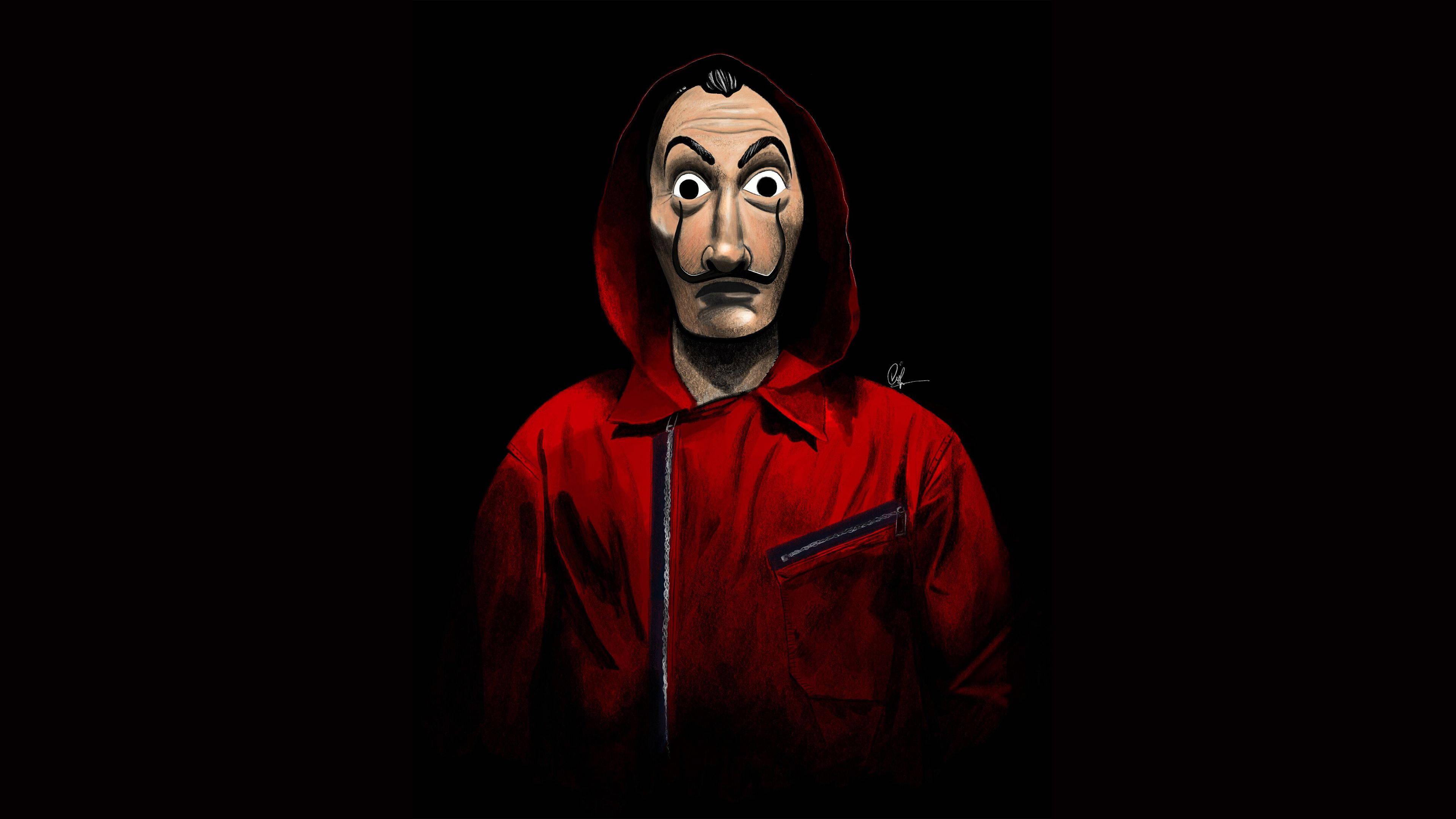Money Heist Dali Mask Digital Art — 3840x2160 wallpaper