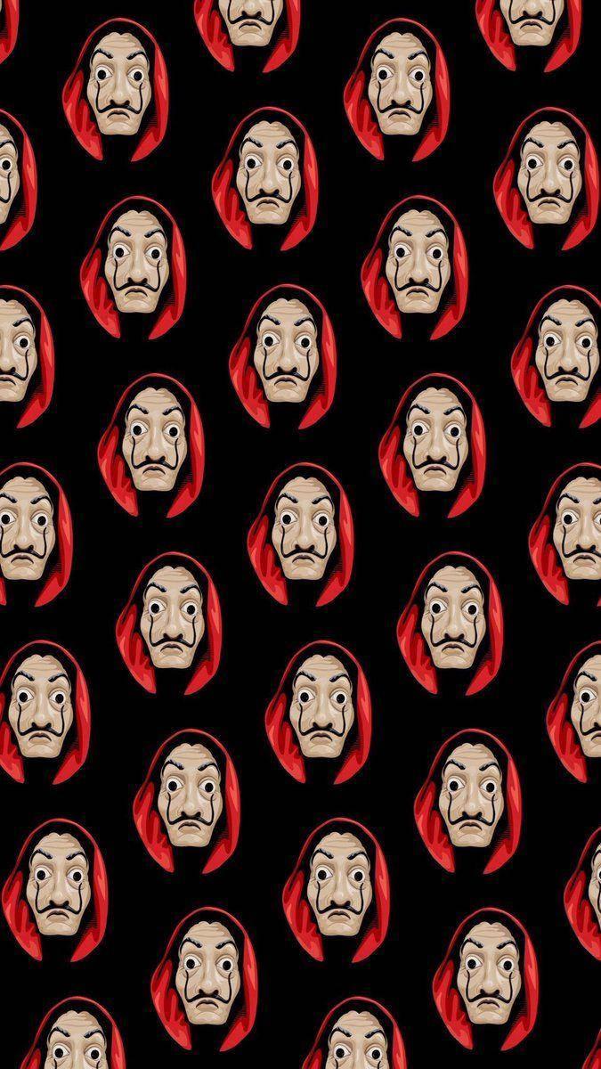 Money Heist Dali Mask Pattern — 675x1200 wallpaper