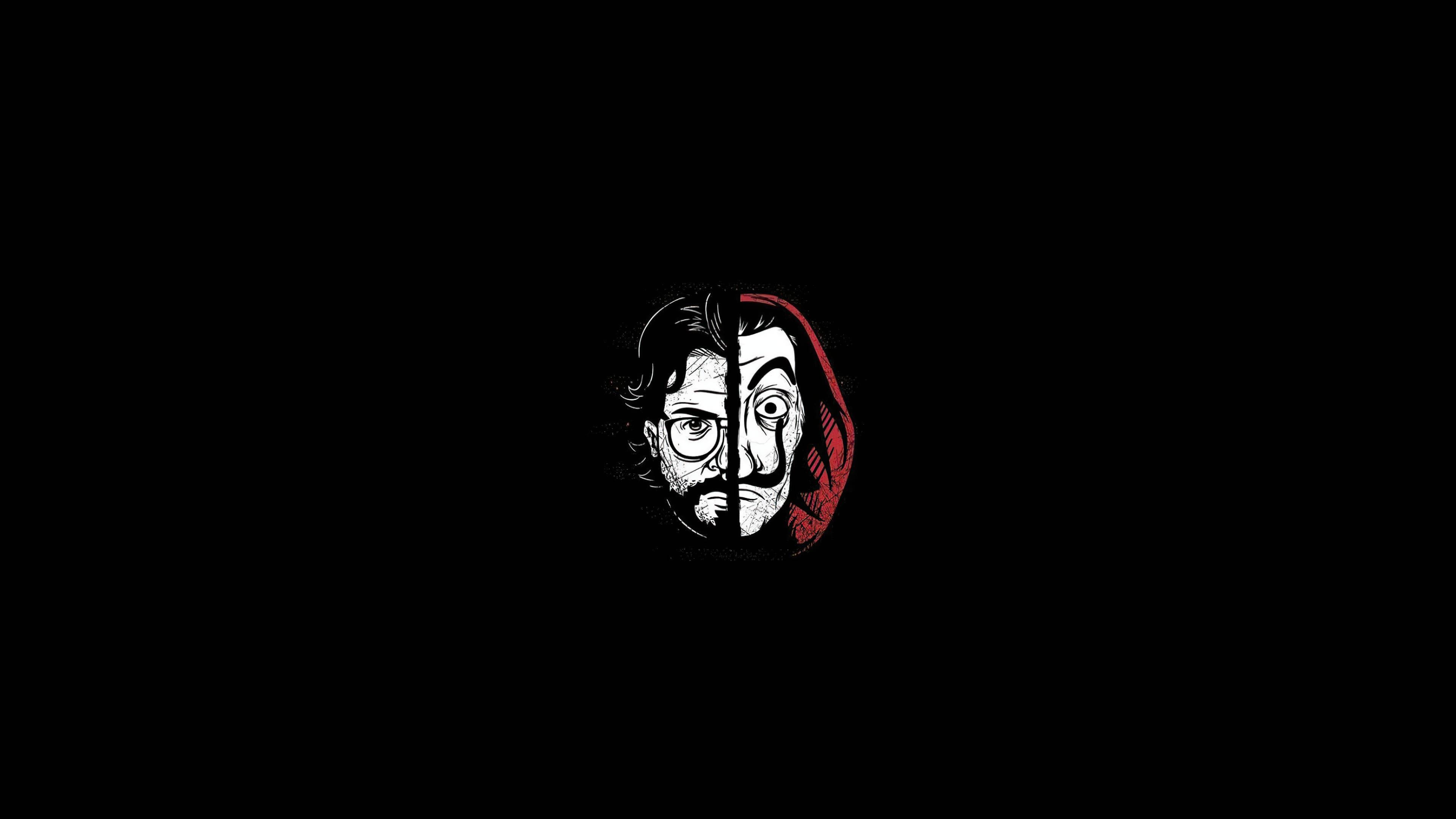Money Heist Half Mask Professor — 3840x2160 wallpaper