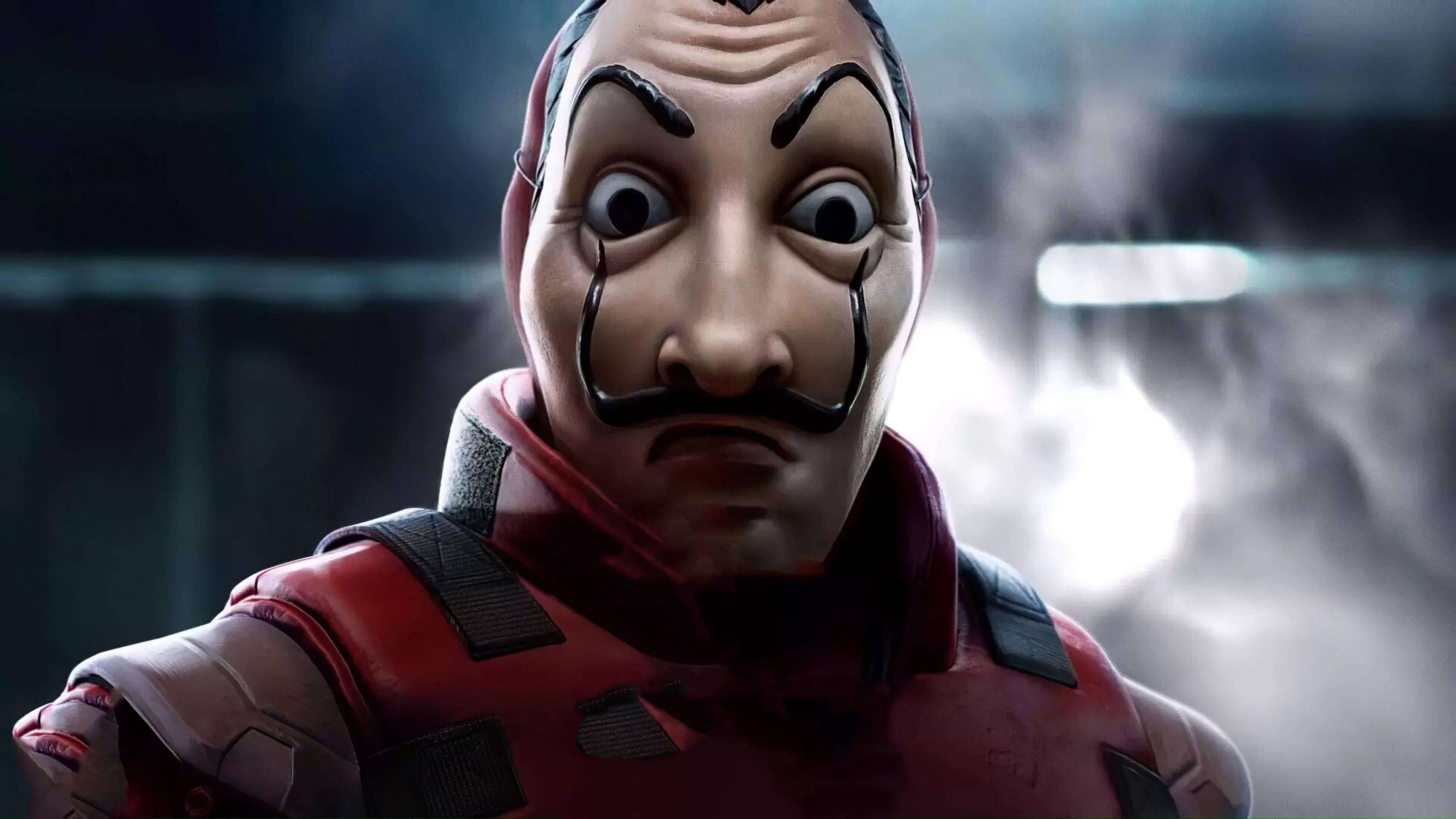 Money Heist Mask Close-Up — 3840x2160 wallpaper