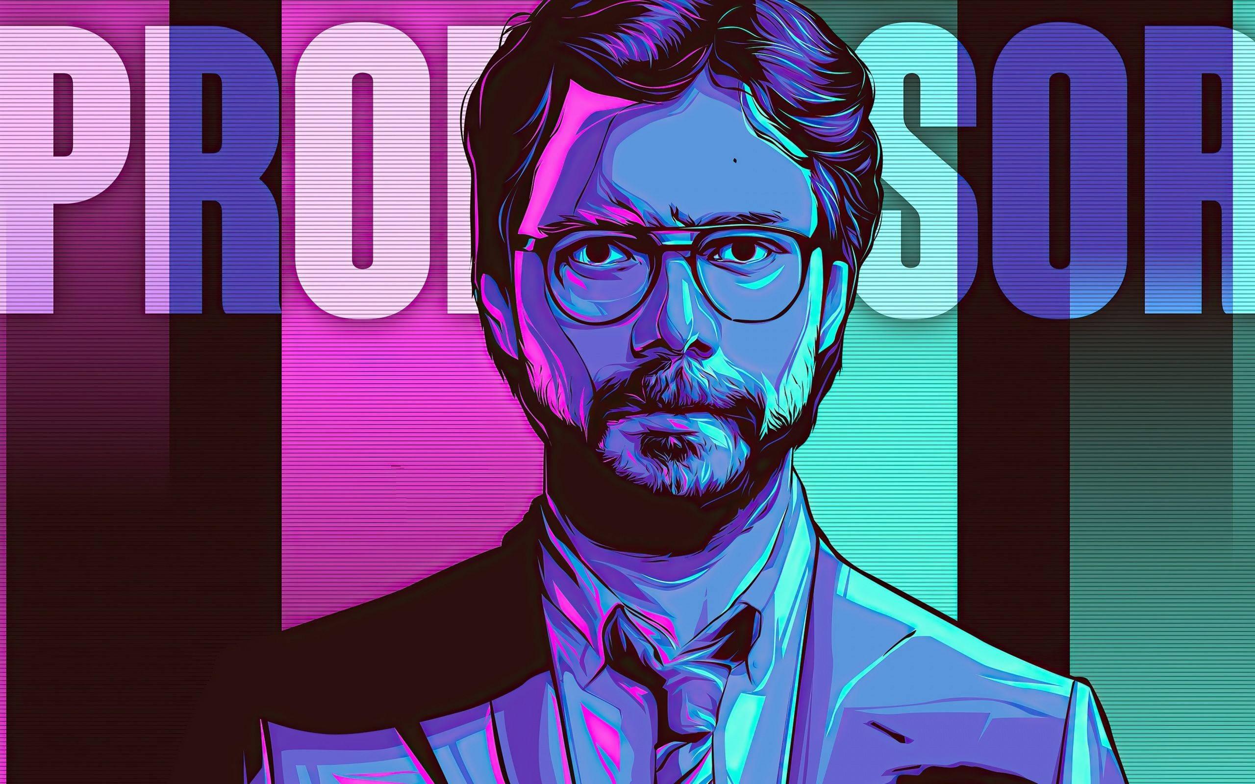 Money Heist Professor Neon Art — 2560x1600 wallpaper