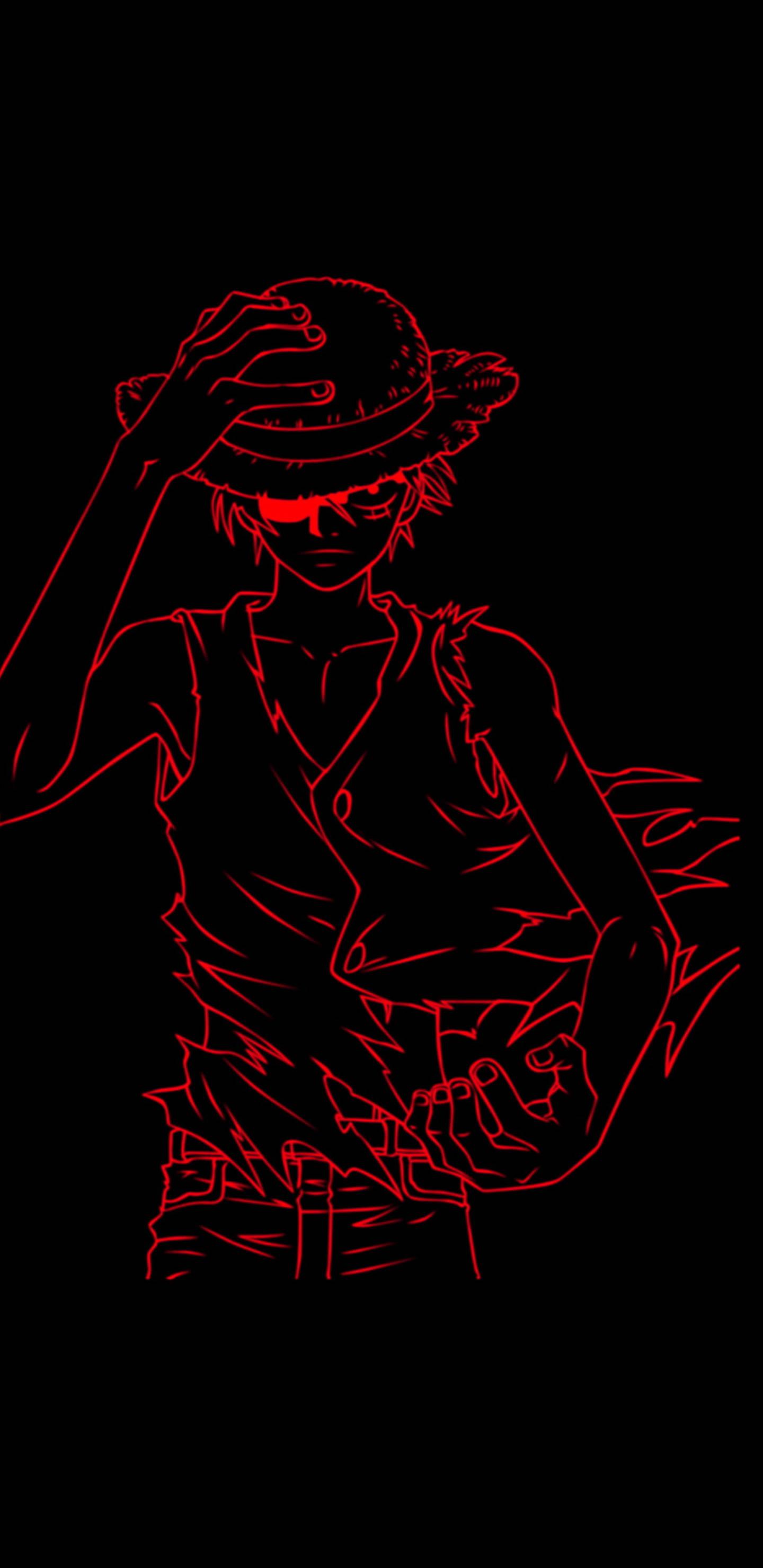 Monkey D Luffy Simple Dark Art — 1440x2960 wallpaper