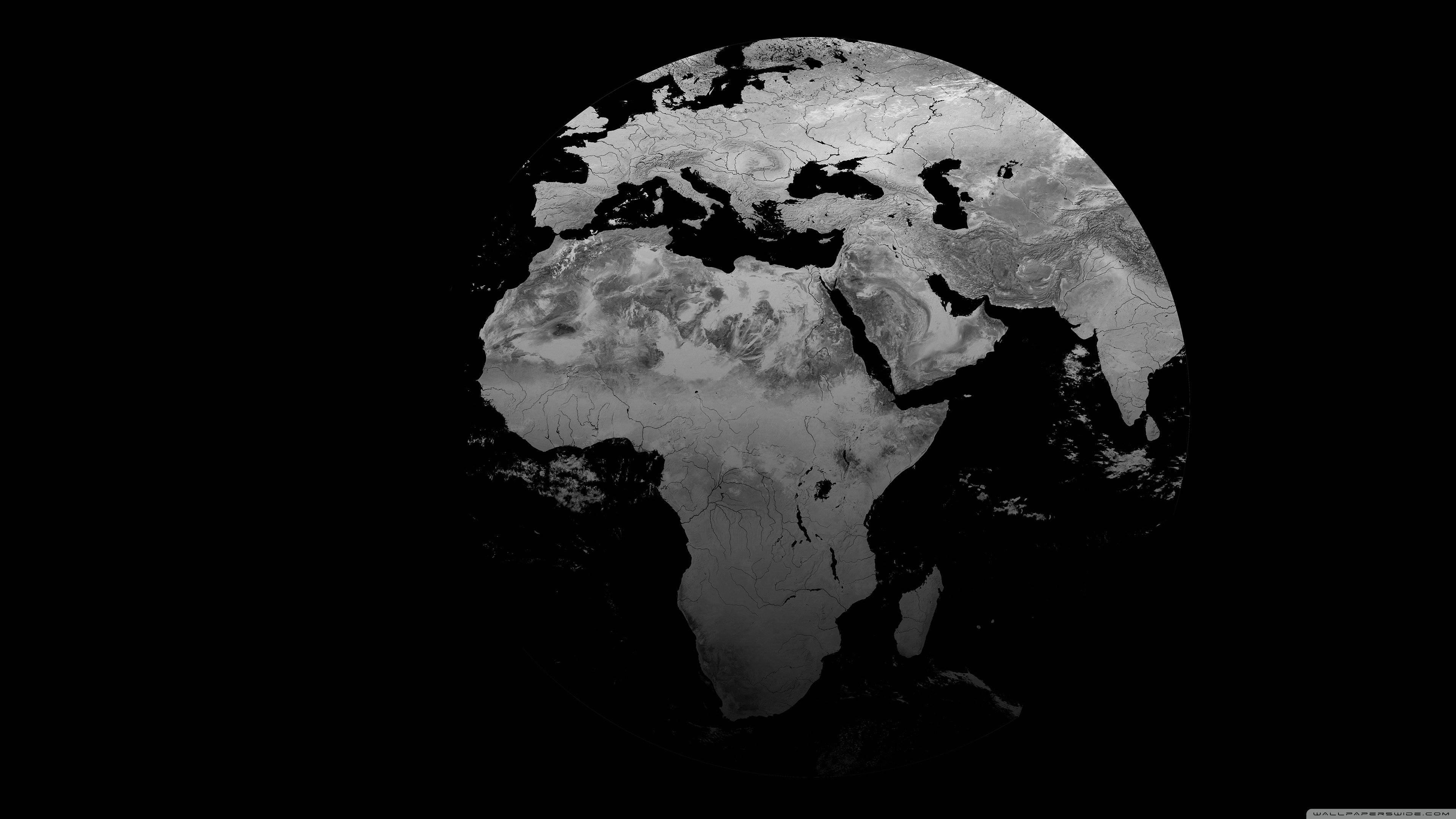 Monochromic 4k Earth — 3840x2160 wallpaper