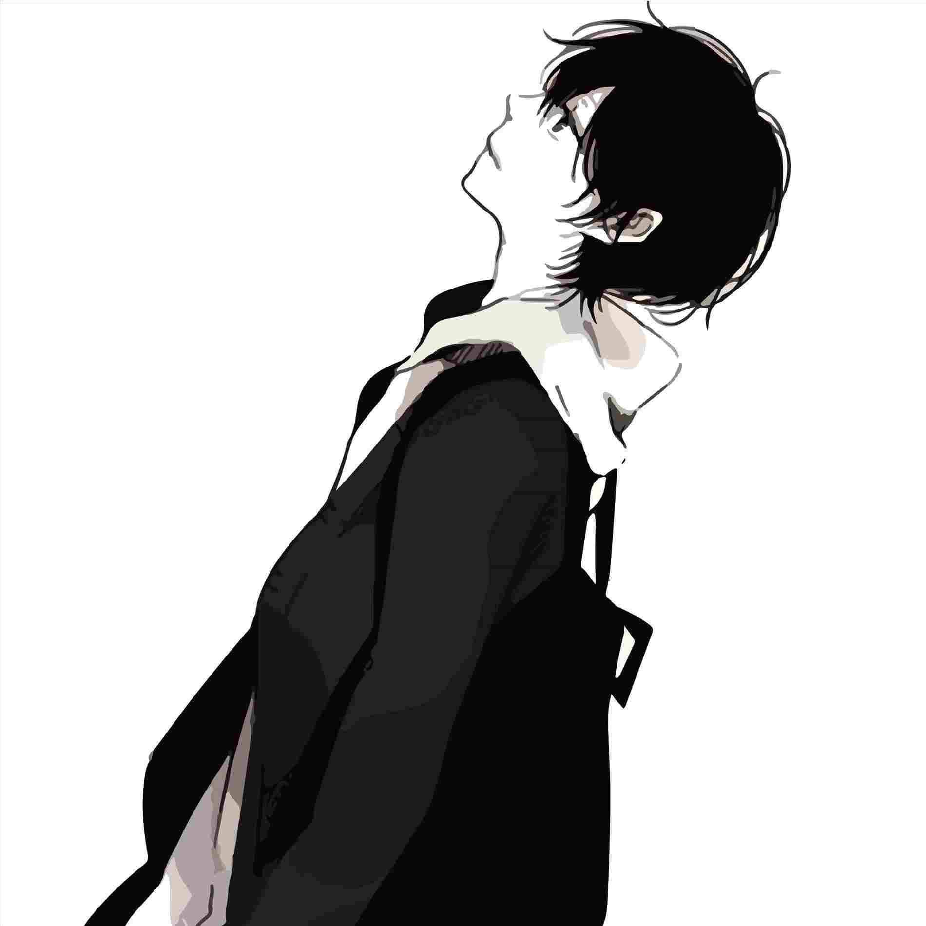 Moodful Monochrome - A Sad Anime Boy Pfp — 1900x1900 wallpaper