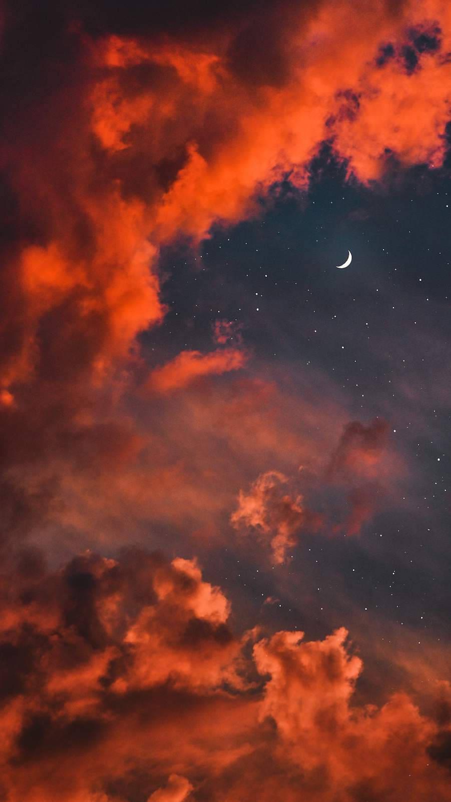 Moon Aesthetic Bloody Clouds — 901x1603 wallpaper