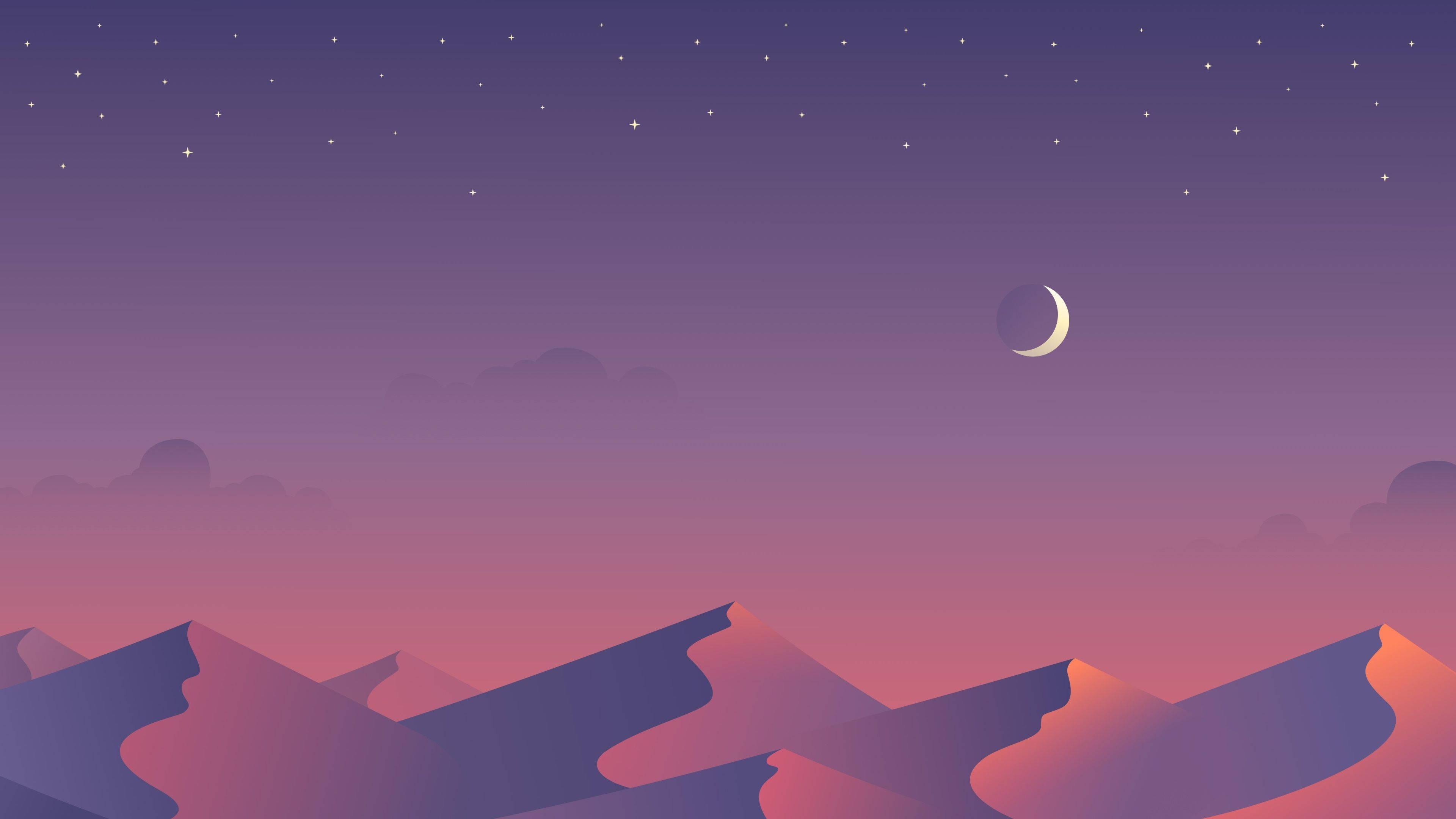 Moon Aesthetic Illustrated — 3840x2160 wallpaper