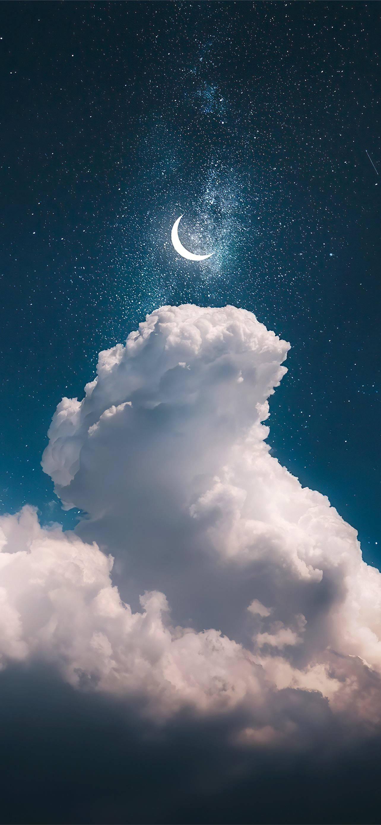 Moon Aesthetic Thick Clouds — 1284x2778 wallpaper