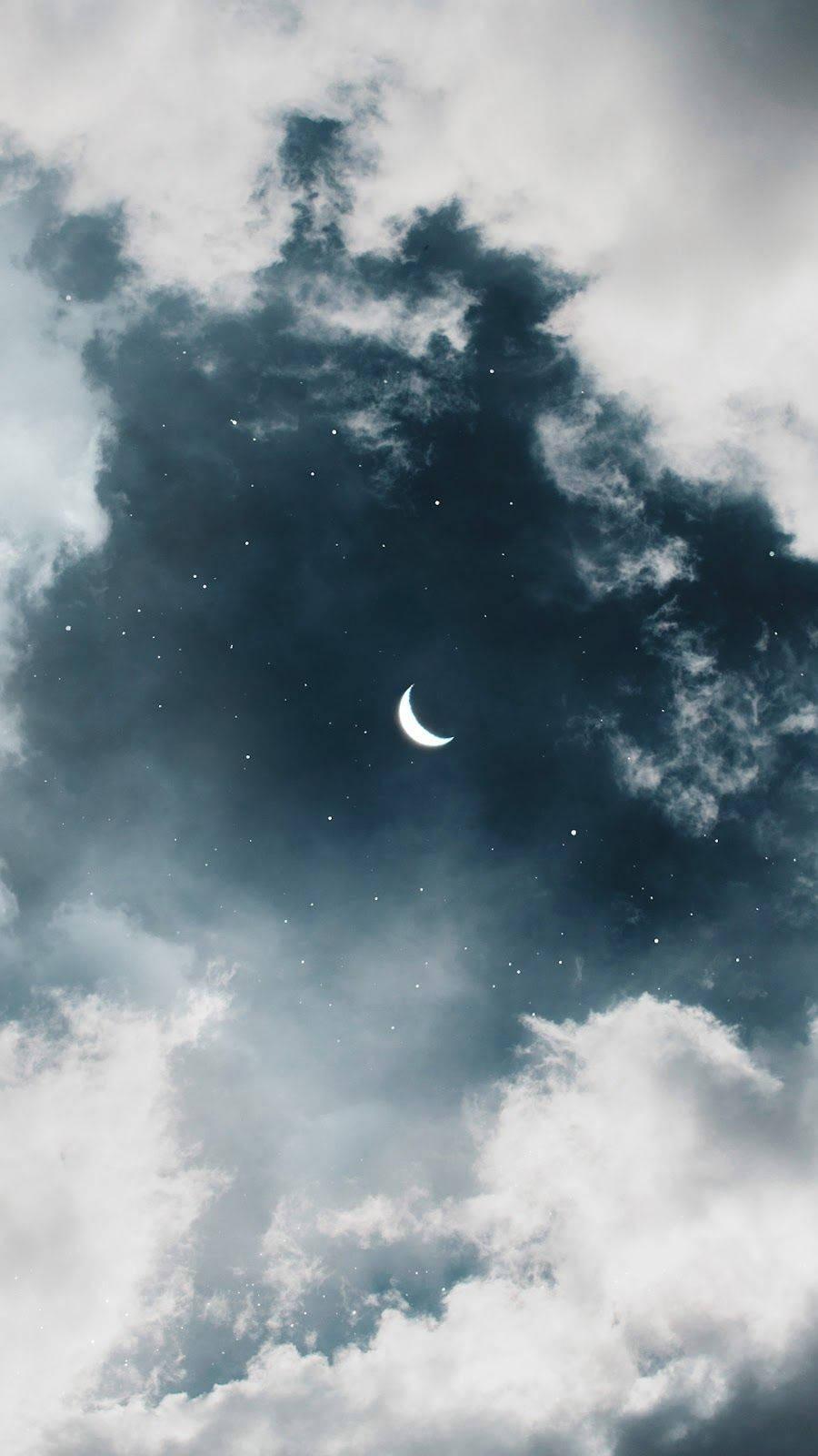 Moon Aesthetic White Clouds — 900x1600 wallpaper
