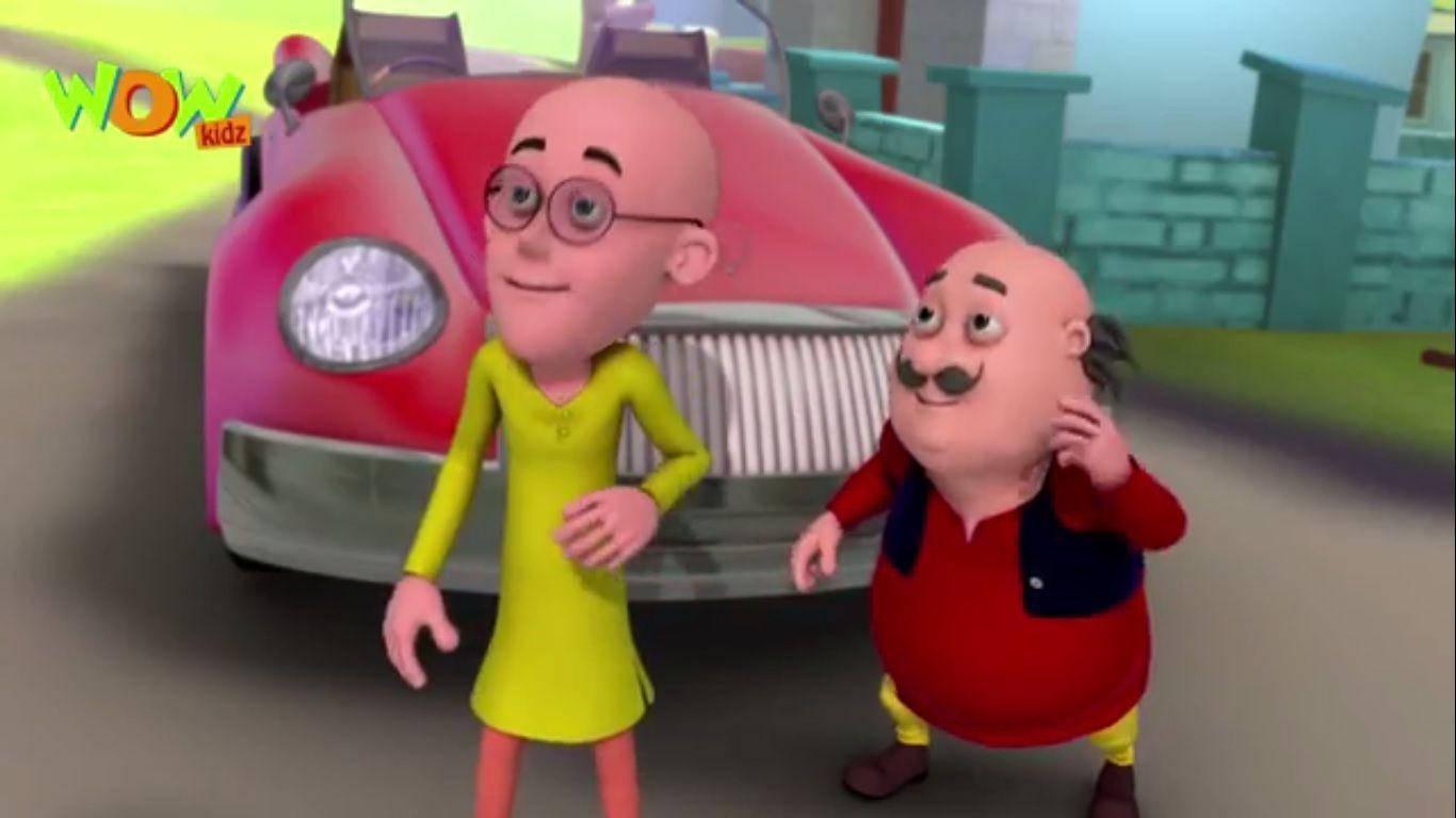 Motu Patlu Red Car — 1366x768 wallpaper