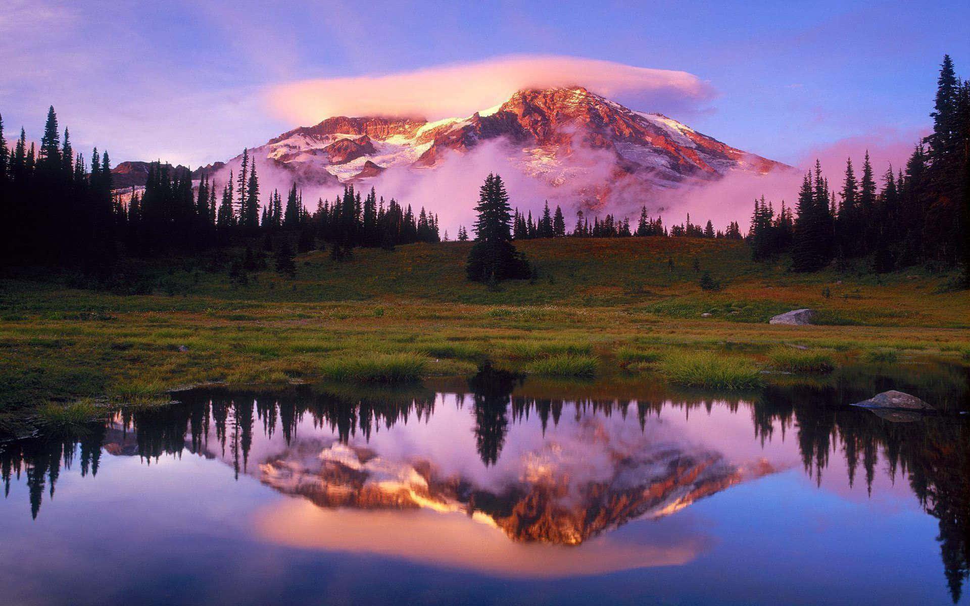 Mountain Reflection On Lake Landscape Picture — 1920x1200 wallpaper