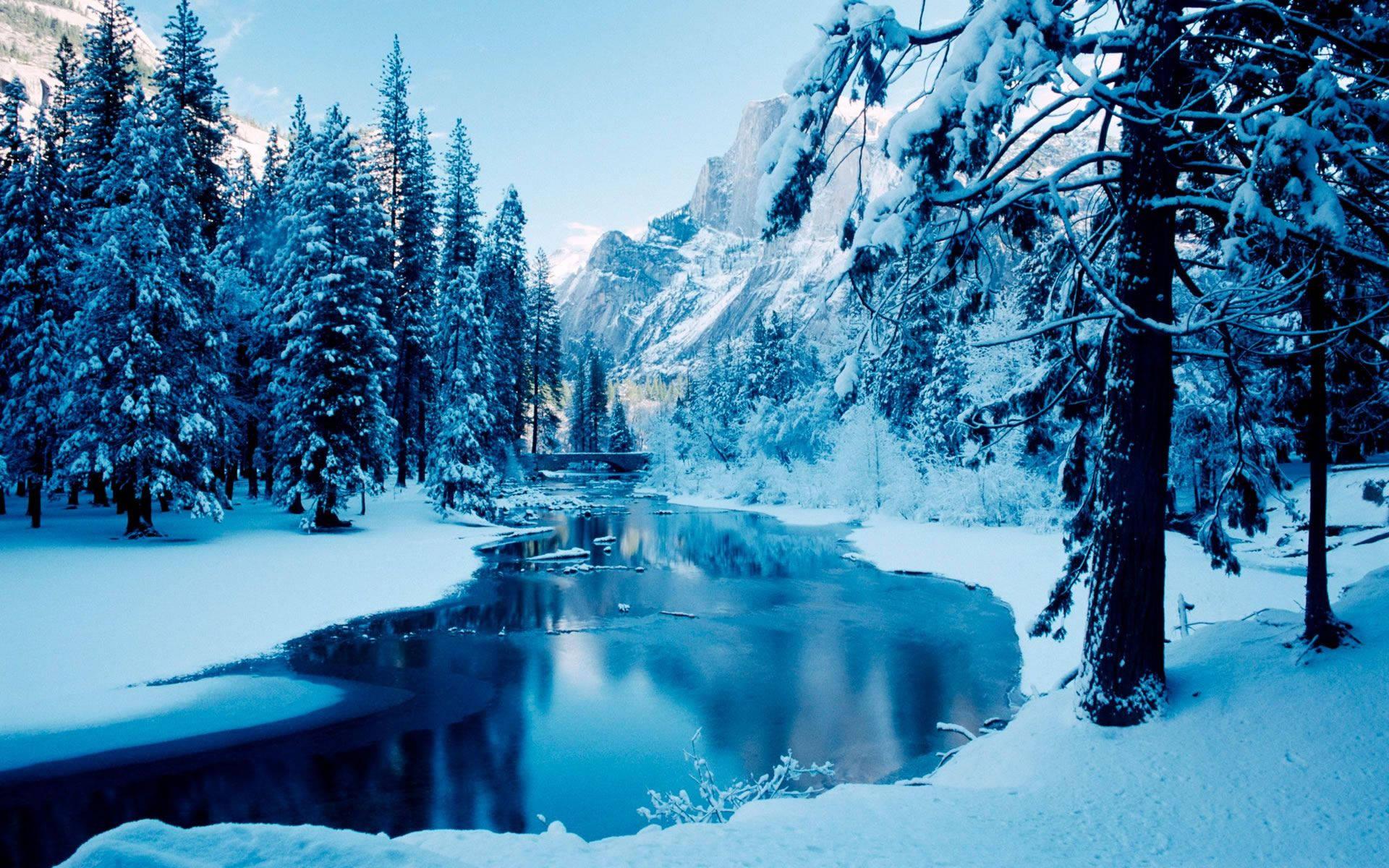 Mountain Riverside During Winter — 1920x1200 wallpaper