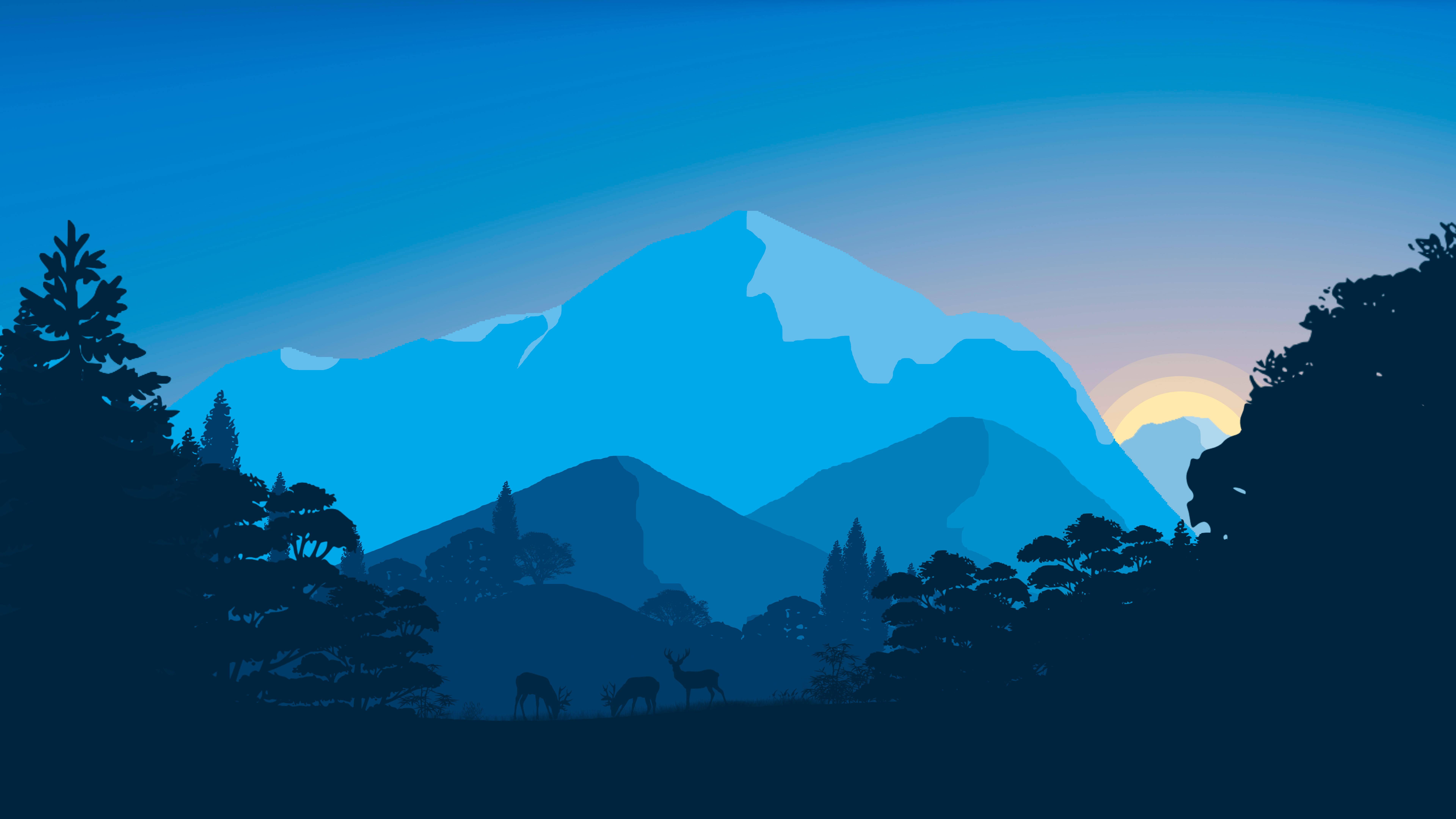 Mountain Scenery Vector Desktop 4K — 7680x4320 wallpaper