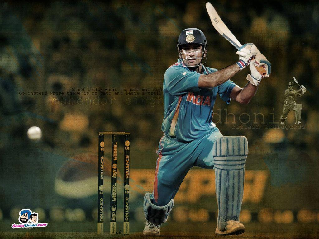 Ms Dhoni Forward Stance Batting — 1024x768 wallpaper