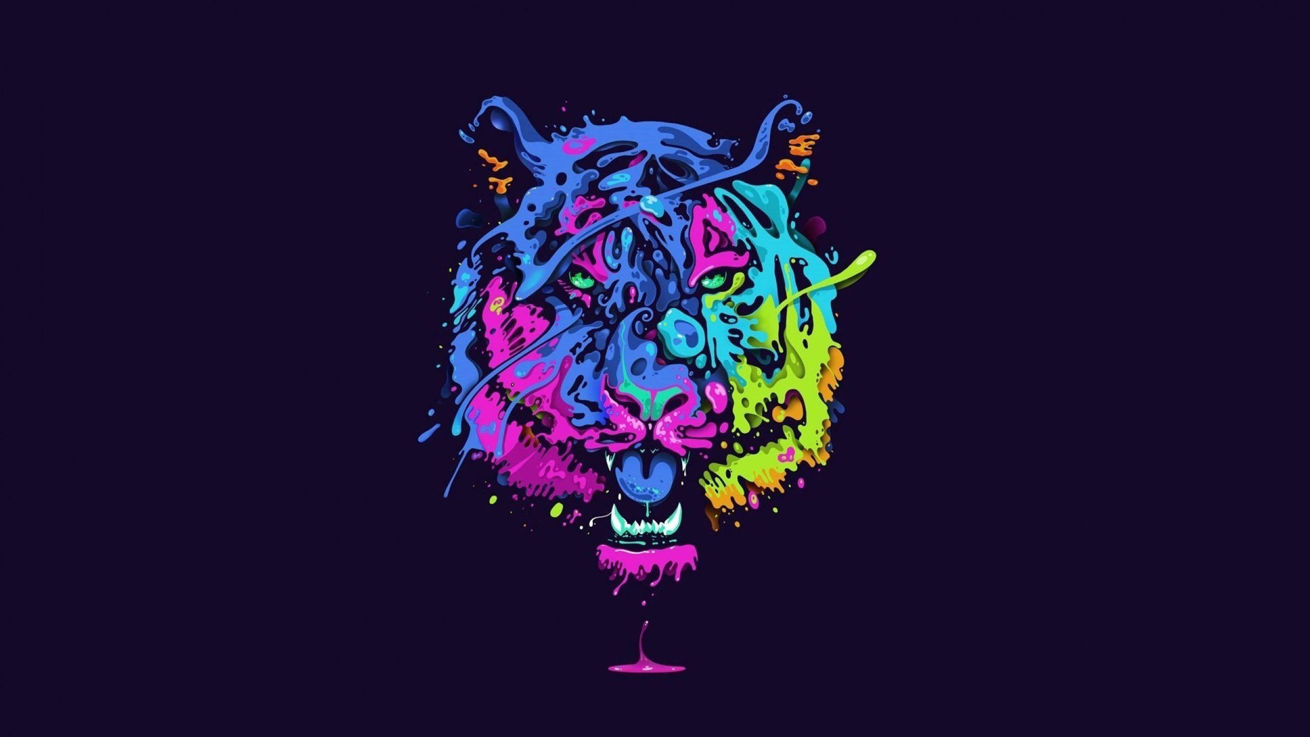 Multicolored Tiger Painting — 2560x1440 wallpaper