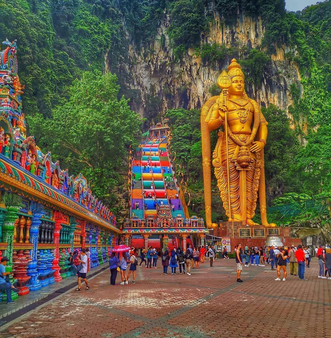 Murugan Statue Surrounded By People