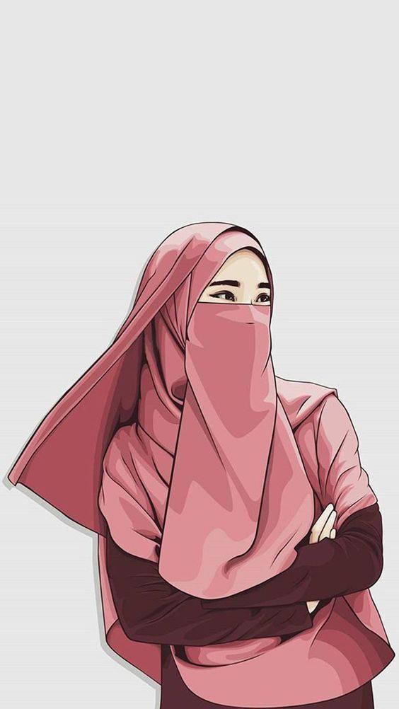 Muslim Girl Hijab Cartoon — 564x1002 wallpaper