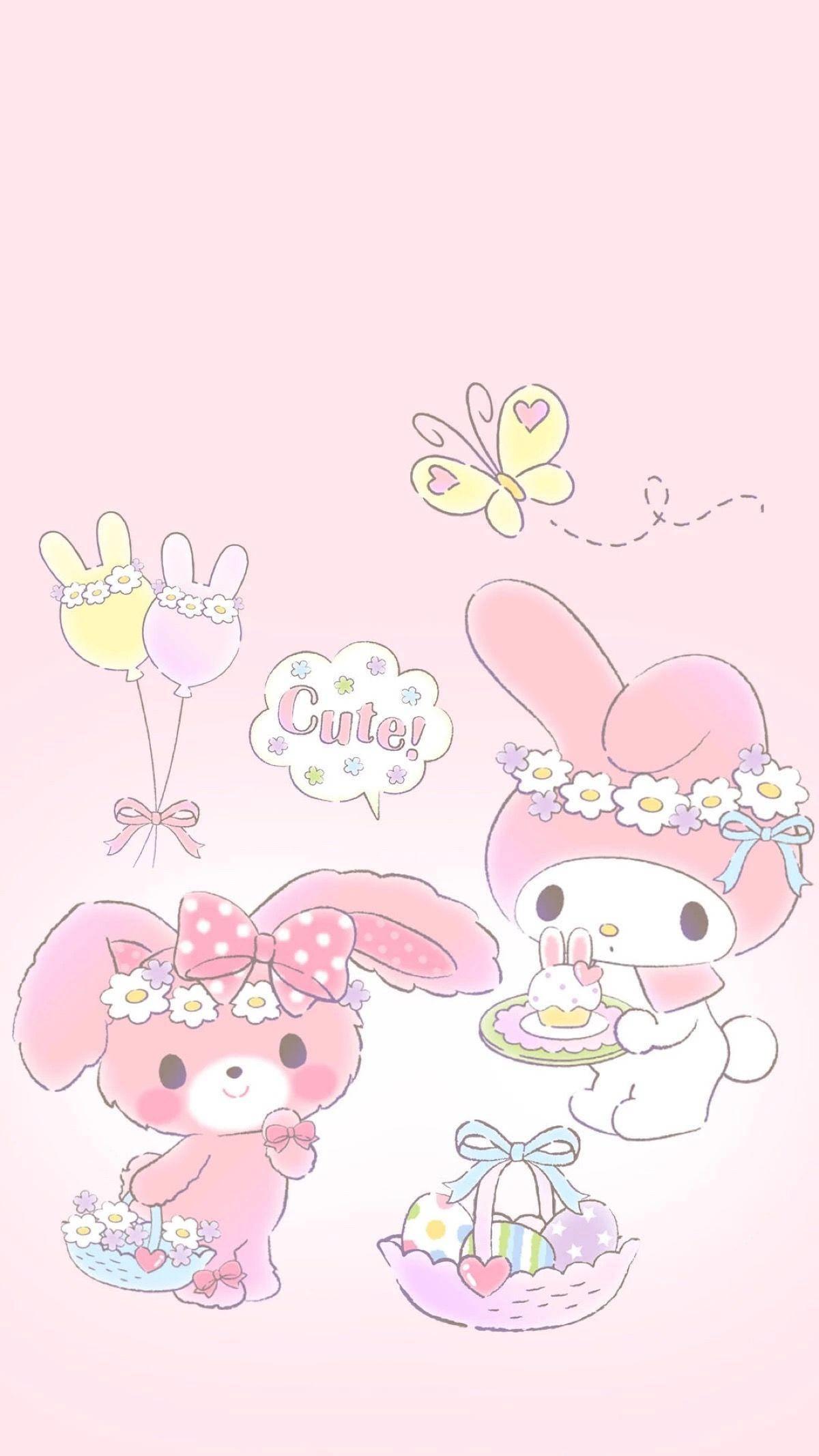 My Melody And Pink Rabbit — 1200x2133 wallpaper