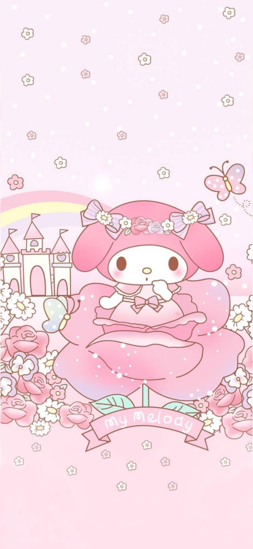 My Melody And Rose Flower — 886x1920 wallpaper
