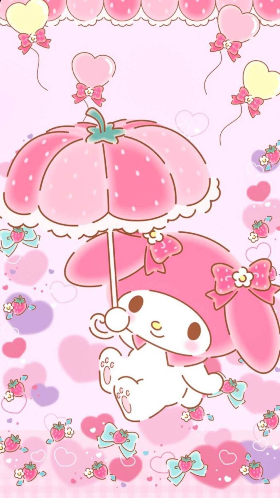 My Melody Carrying Umbrella — 1153x2048 wallpaper
