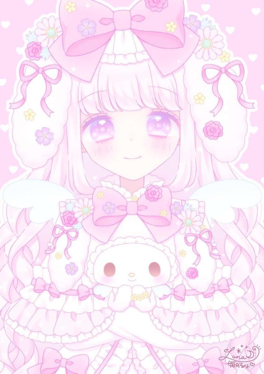 My Melody Enjoying a Cupcake — 850x1203 wallpaper