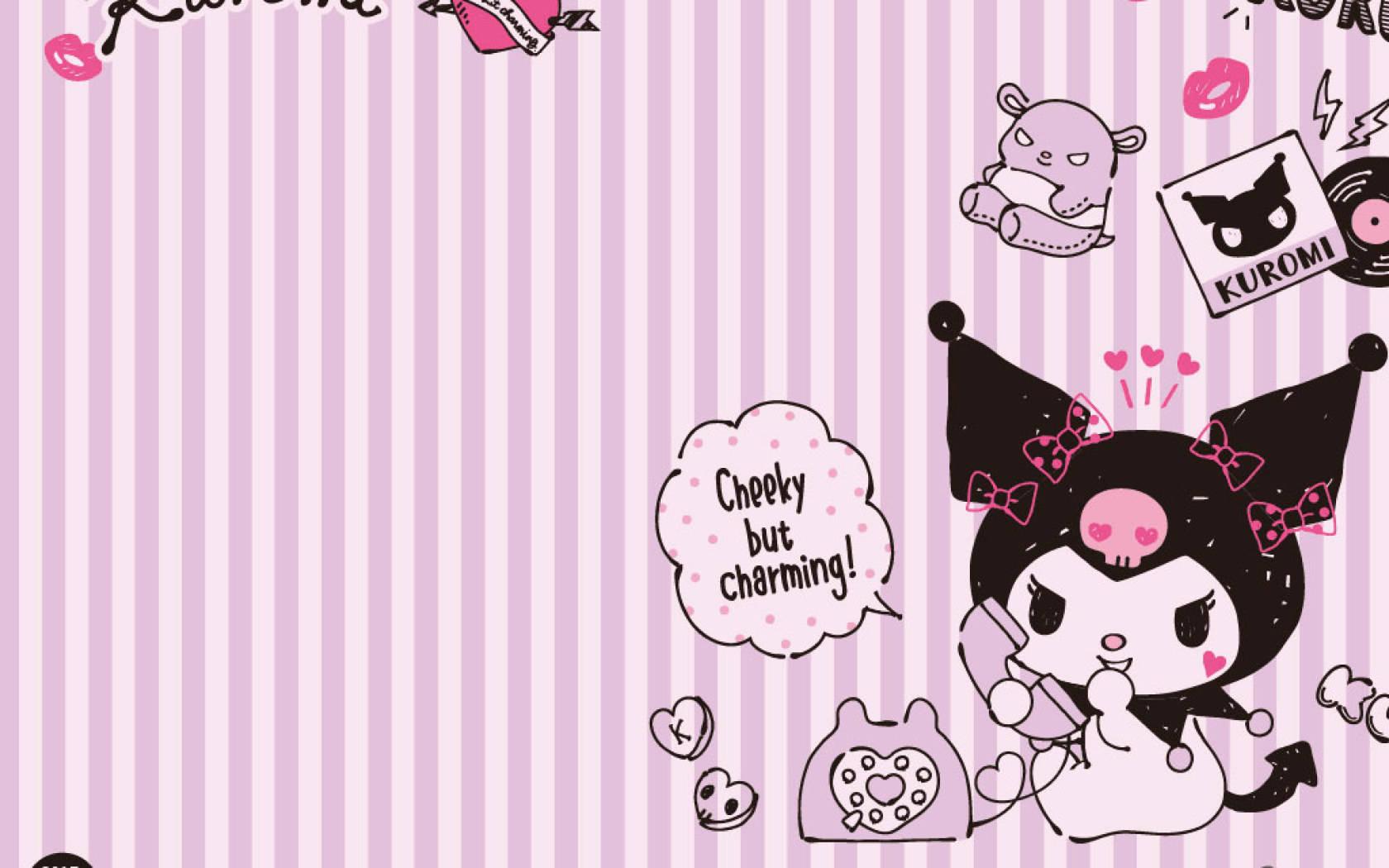 My Melody & Kuromi Engrossed in a Phone Activity — 1680x1050 wallpaper