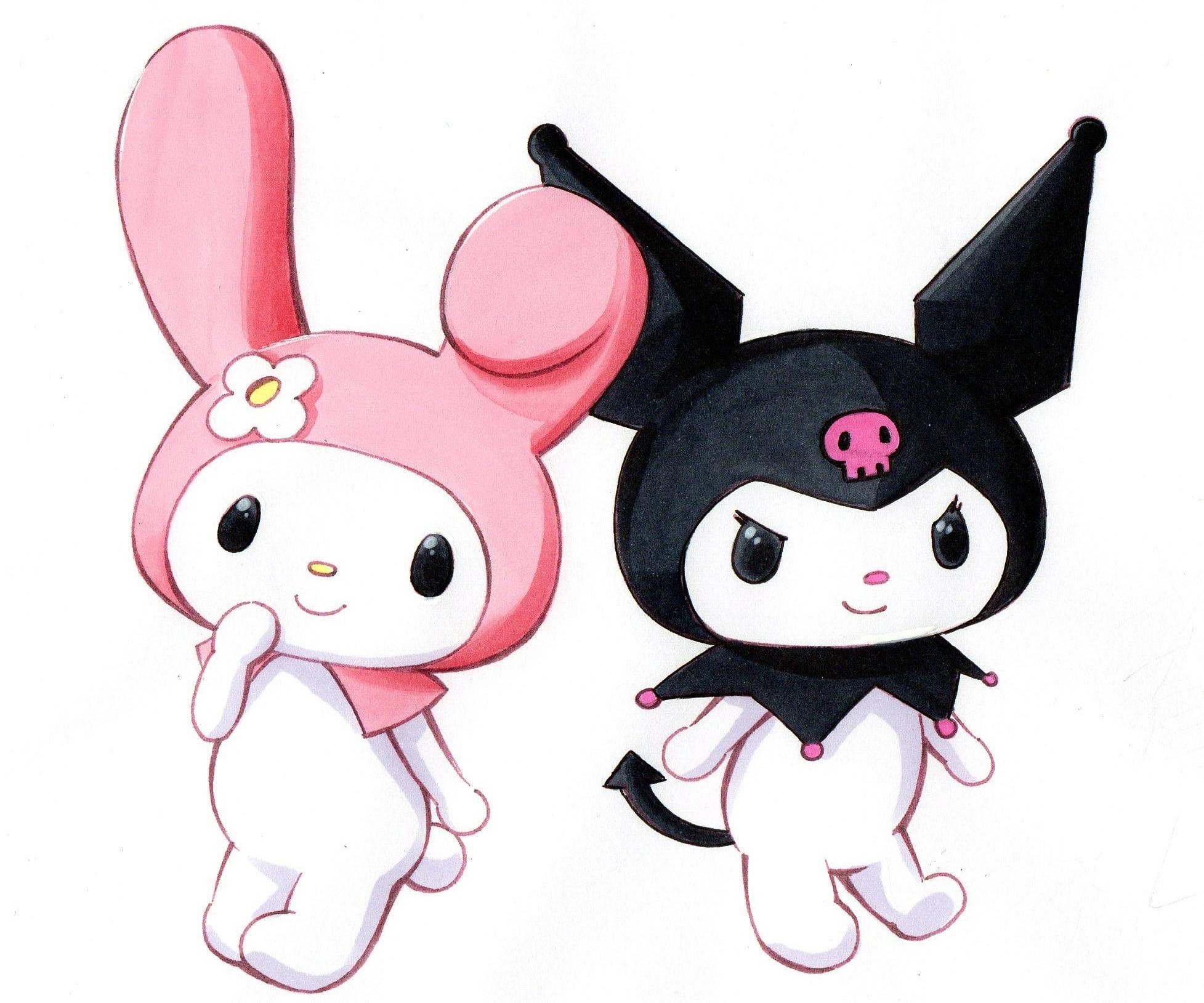 My Melody Kuromi Standing Back To Back — 1955x1629 wallpaper